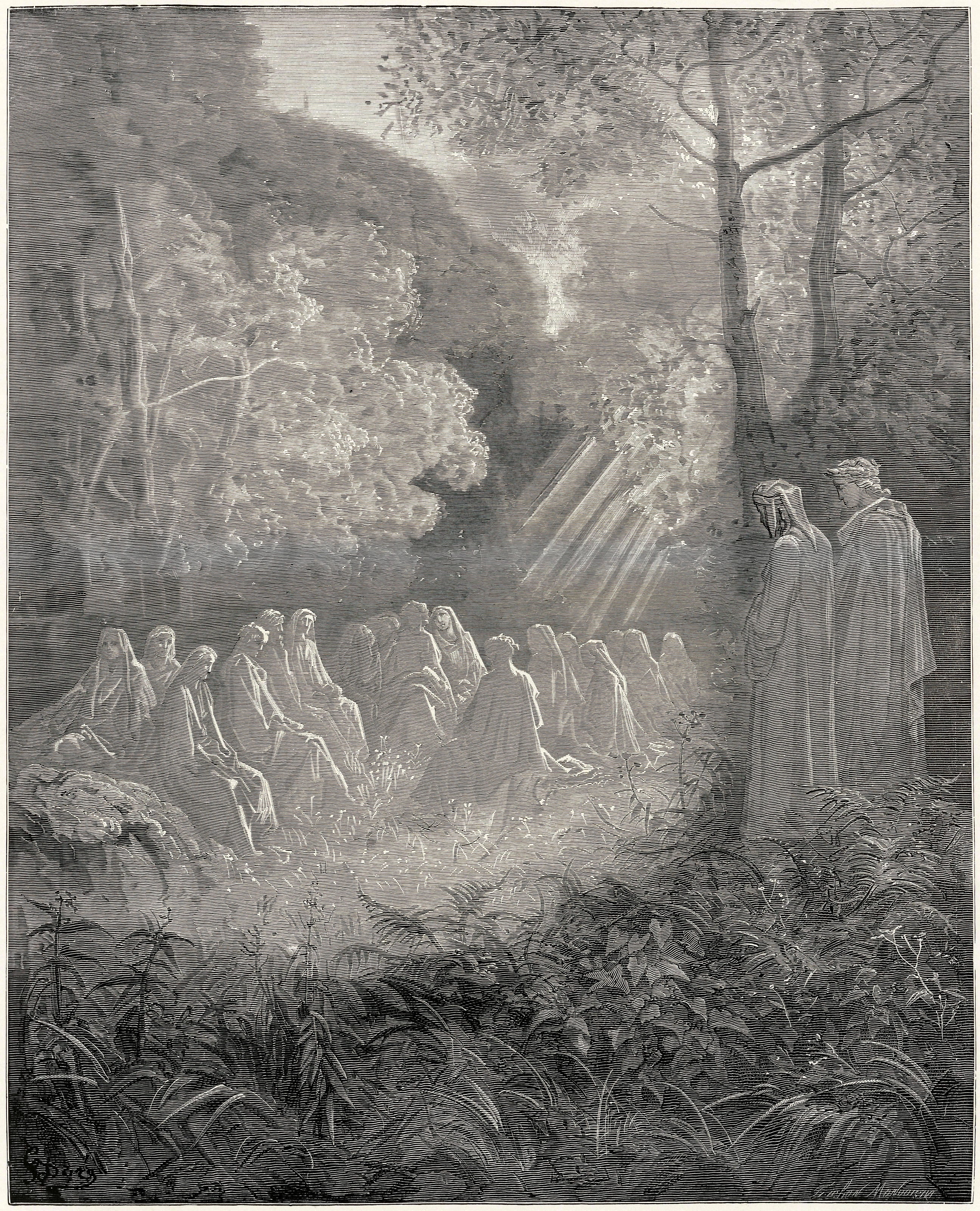 Gustave Doré — Purgatorio, Canto VII: Salve Regina in the Valley | Dante Illustration Print