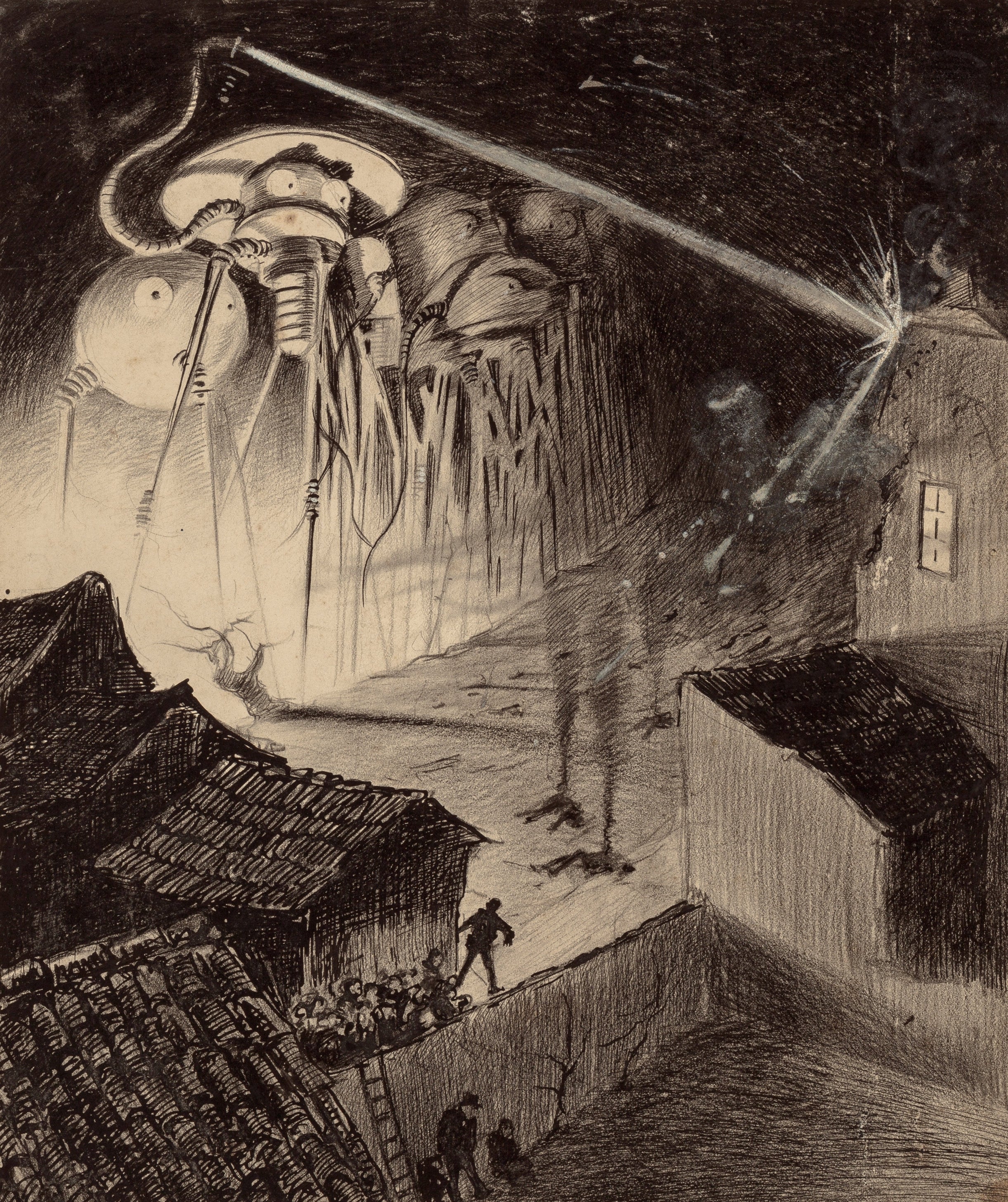 Henrique Alvim Corrêa — Martians Blast the House (1906) | Science Fiction Illustration Print
