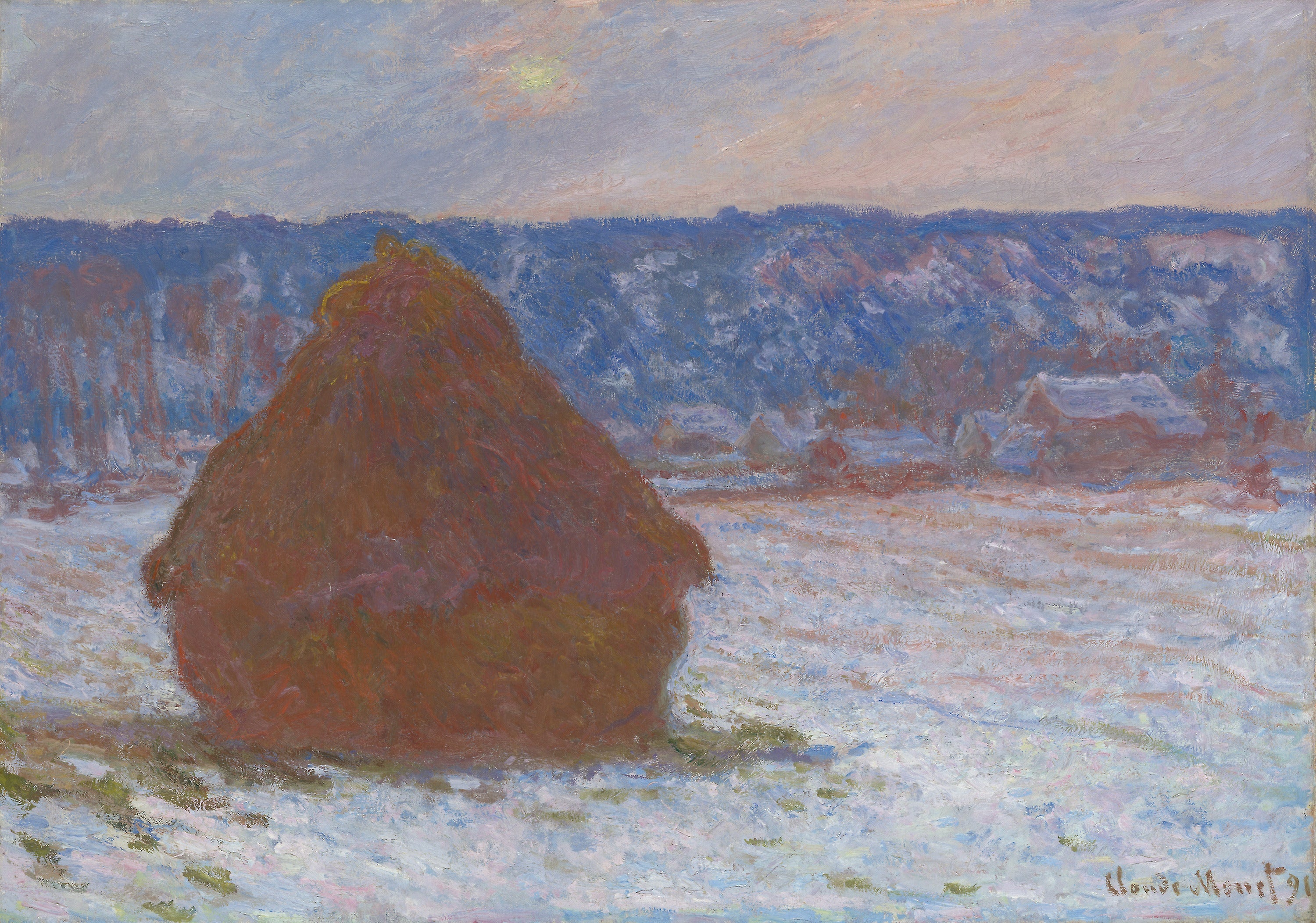 Claude Monet — Stack of Wheat (Snow Effect, Overcast Day) | Fine Art Print