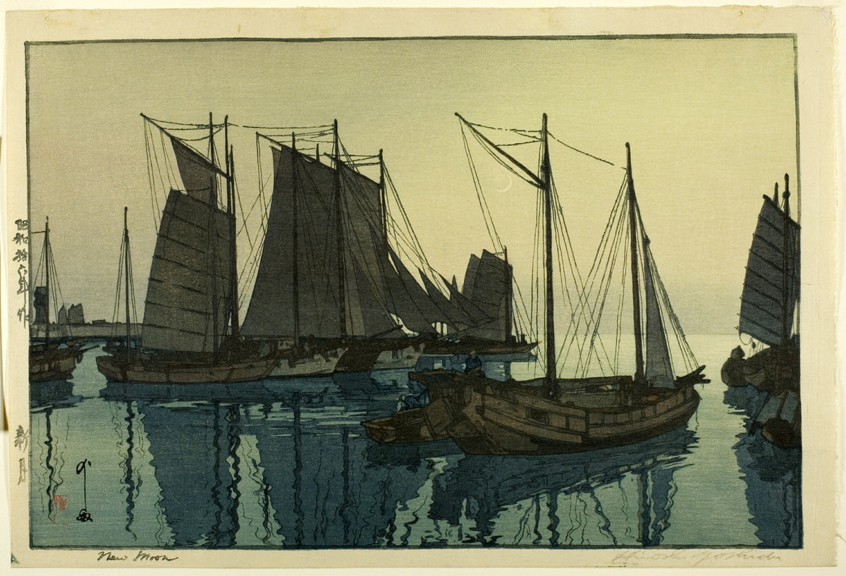 Hiroshi Yoshida — New Moon | Japanese Woodblock Print (Shin Hanga)