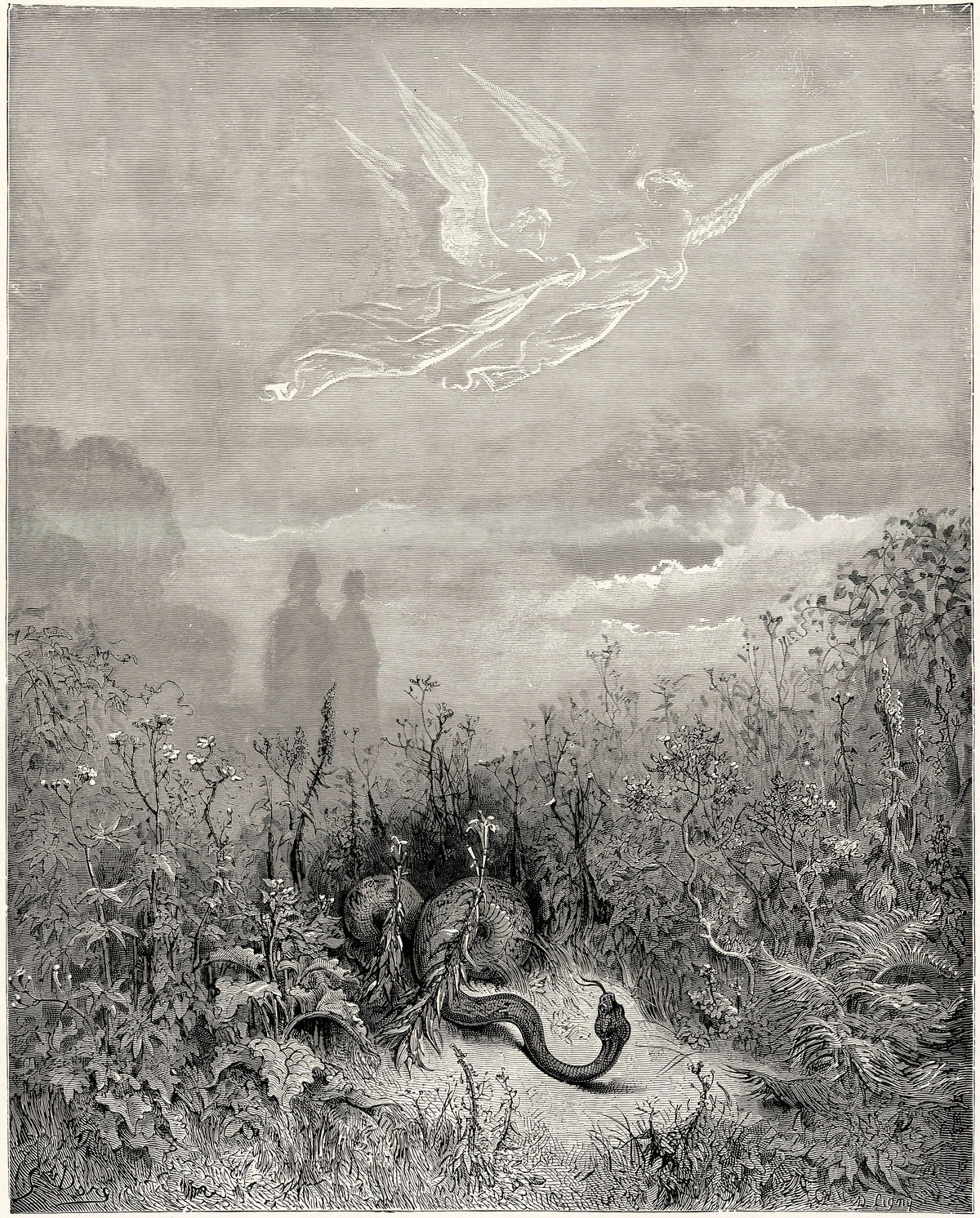 Gustave Doré — Purgatorio, Canto VIII: The Serpent Fled | Dante Illustration Print