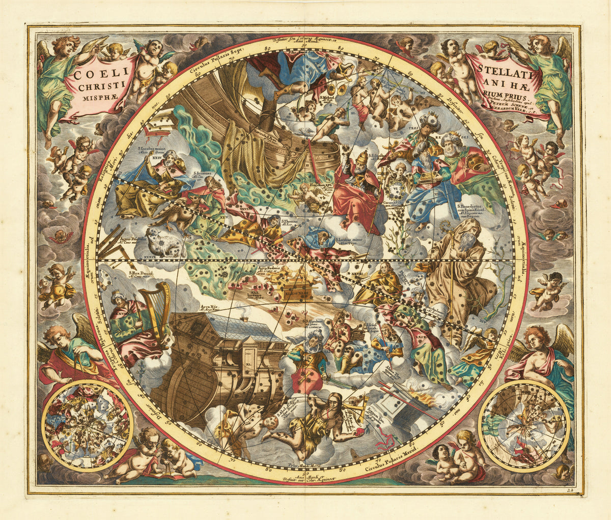 Andreas Cellarius — The Christian Starry Heaven, First Hemisphere (Plate 22) | Celestial Map Print