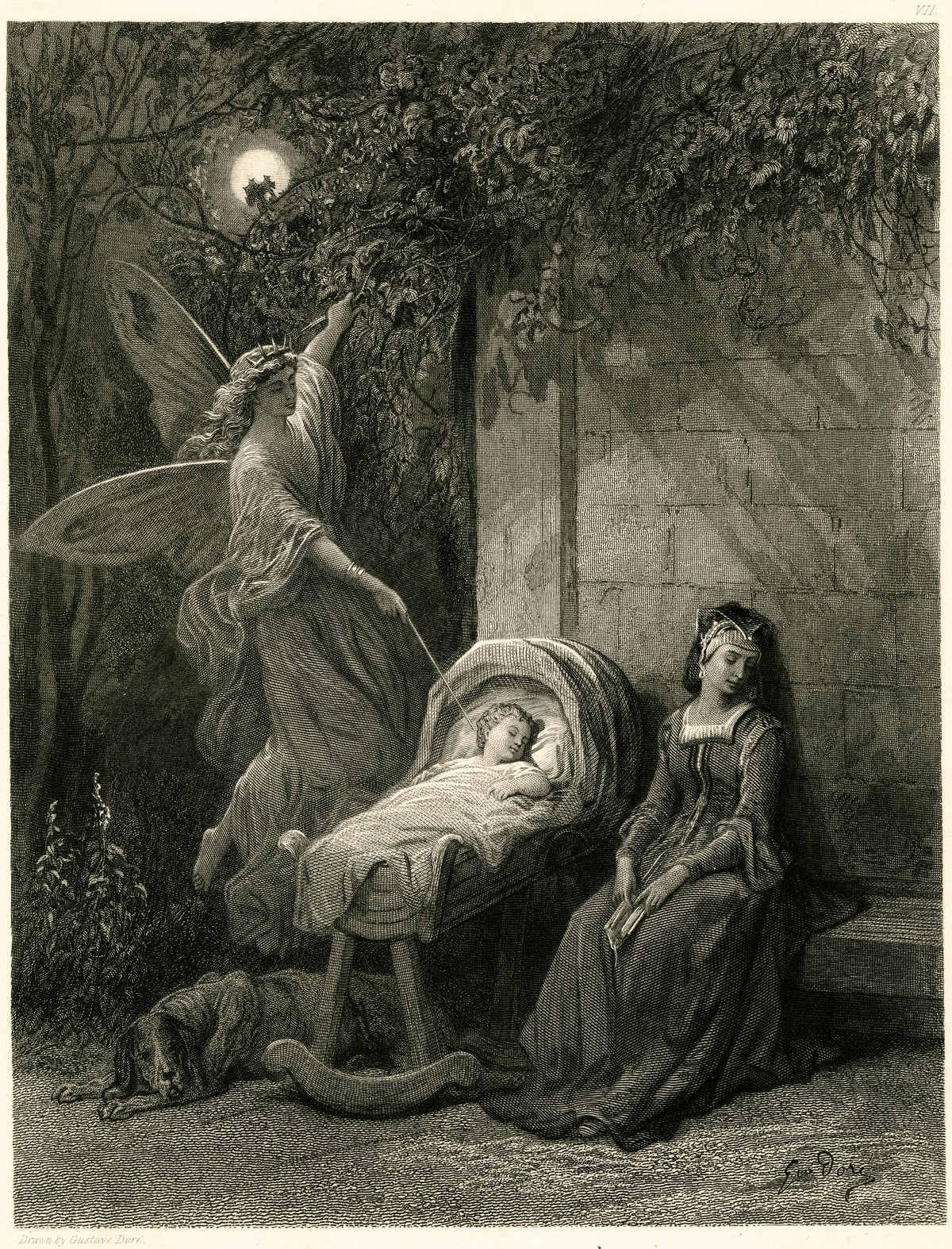 Gustave Doré — A little fairy comes at night, and from the moon she flutters down | Engraving Print