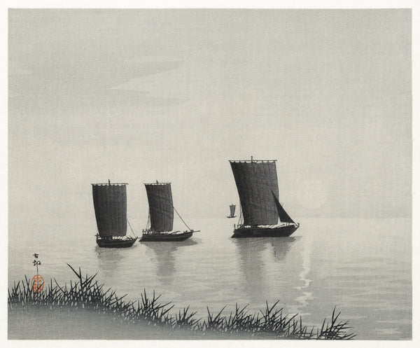 Ohara Koson — Fishing Boats | Japanese Woodblock Print (Shin Hanga)