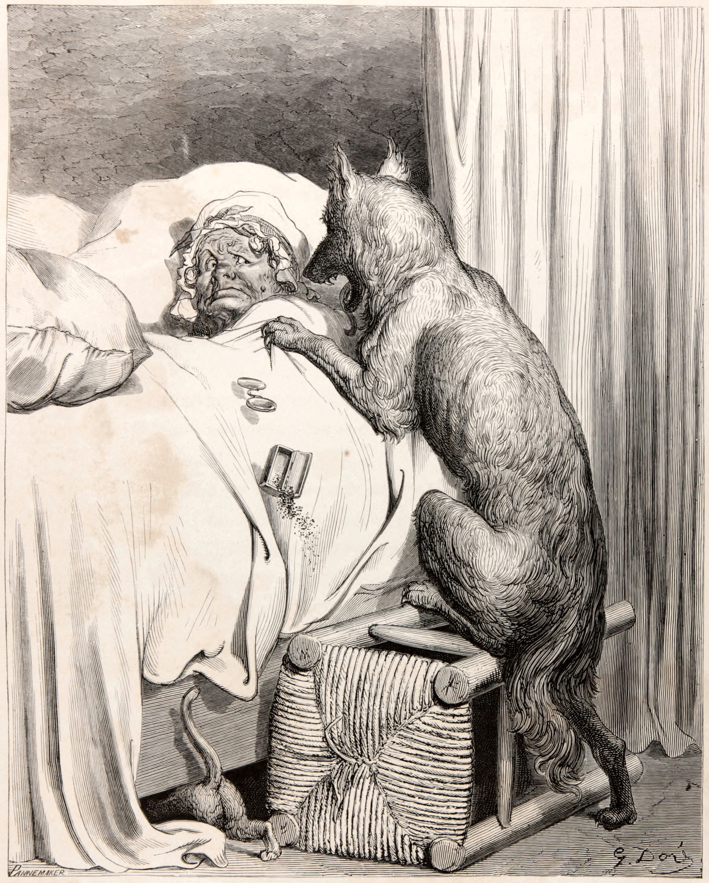 Gustave Doré — Little Red Riding Hood: The Wolf at Grandmother's Bed | Fairy Tale Illustration Print