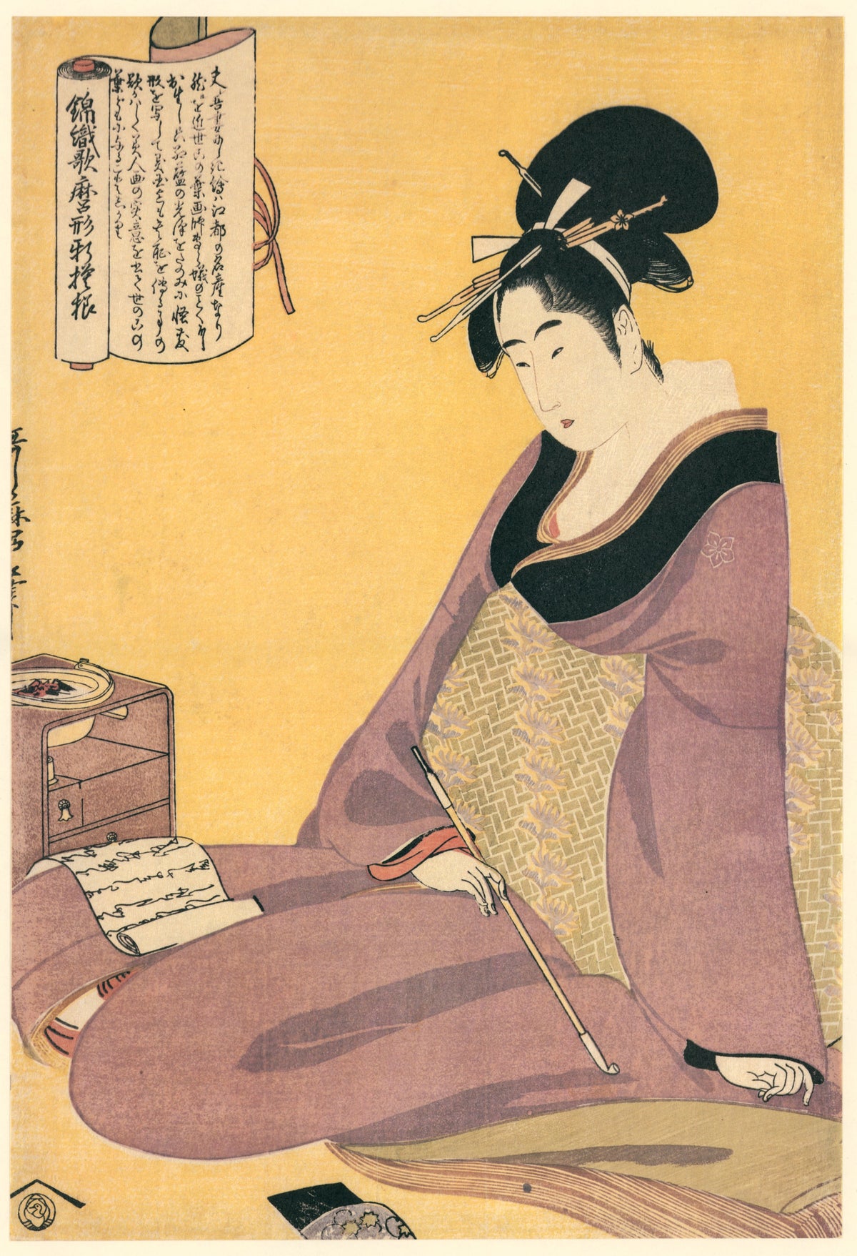 Kitagawa Utamaro — Woman Reading a Letter | Japanese Woodblock Print (Ukiyo-e)