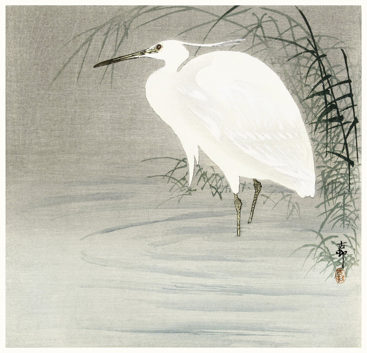 Ohara Koson — Little Egret | Japanese Bird & Flower Woodblock Print