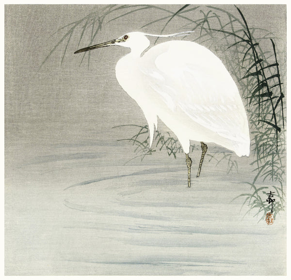 Ohara Koson — Little Egret | Japanese Bird & Flower Woodblock Print