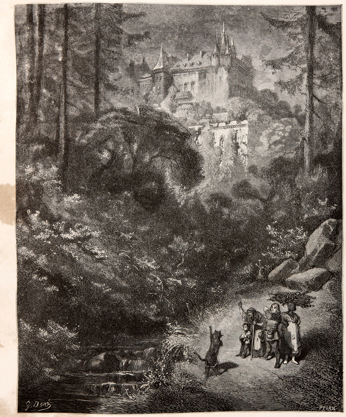 Gustave Doré — Puss in Boots: The Cat Runs Ahead to the Castle | Fairy Tale Illustration Print