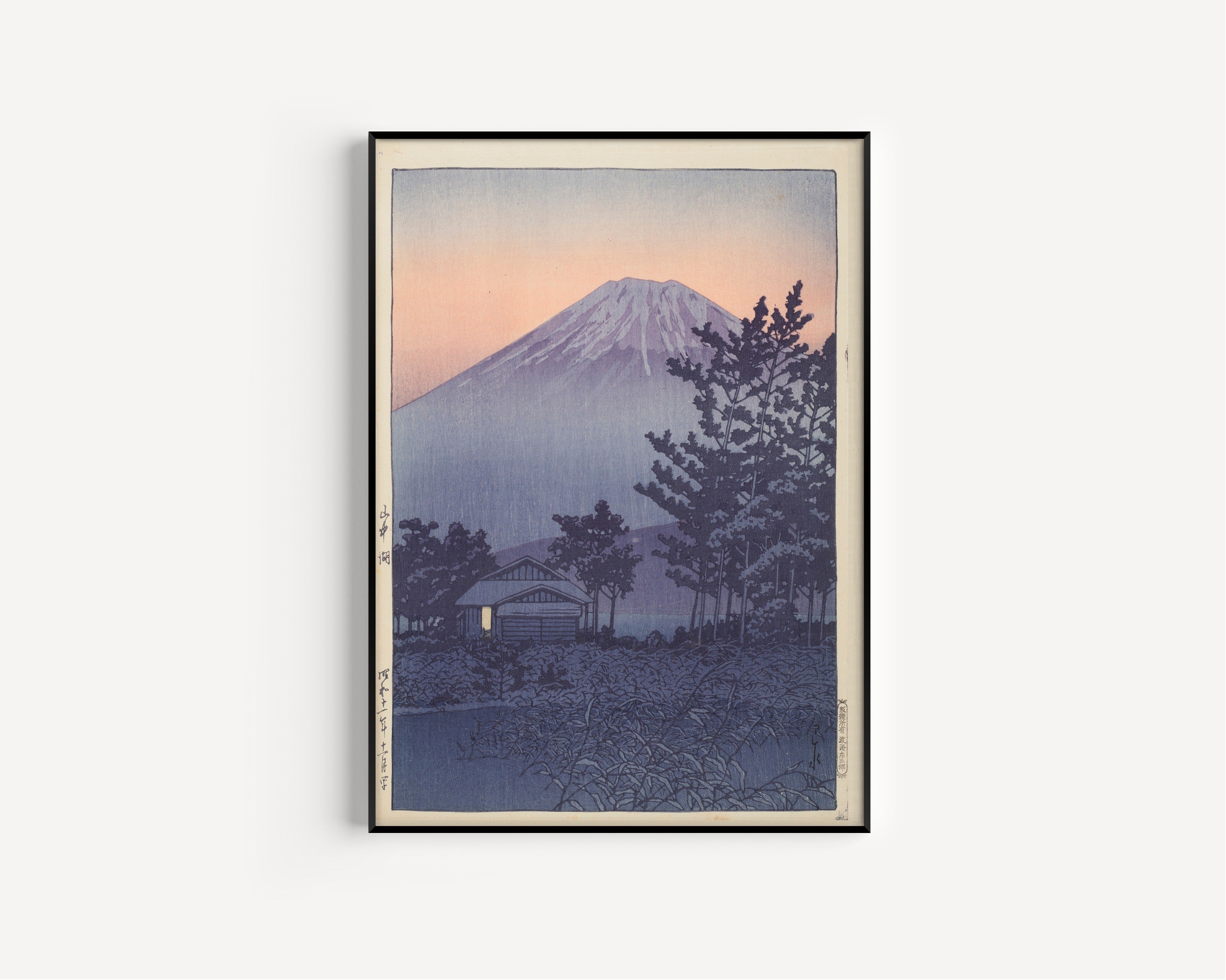 Kawase Hasui — Lake Yamanaka at Dusk | Japanese Woodblock Print (Shin Hanga)