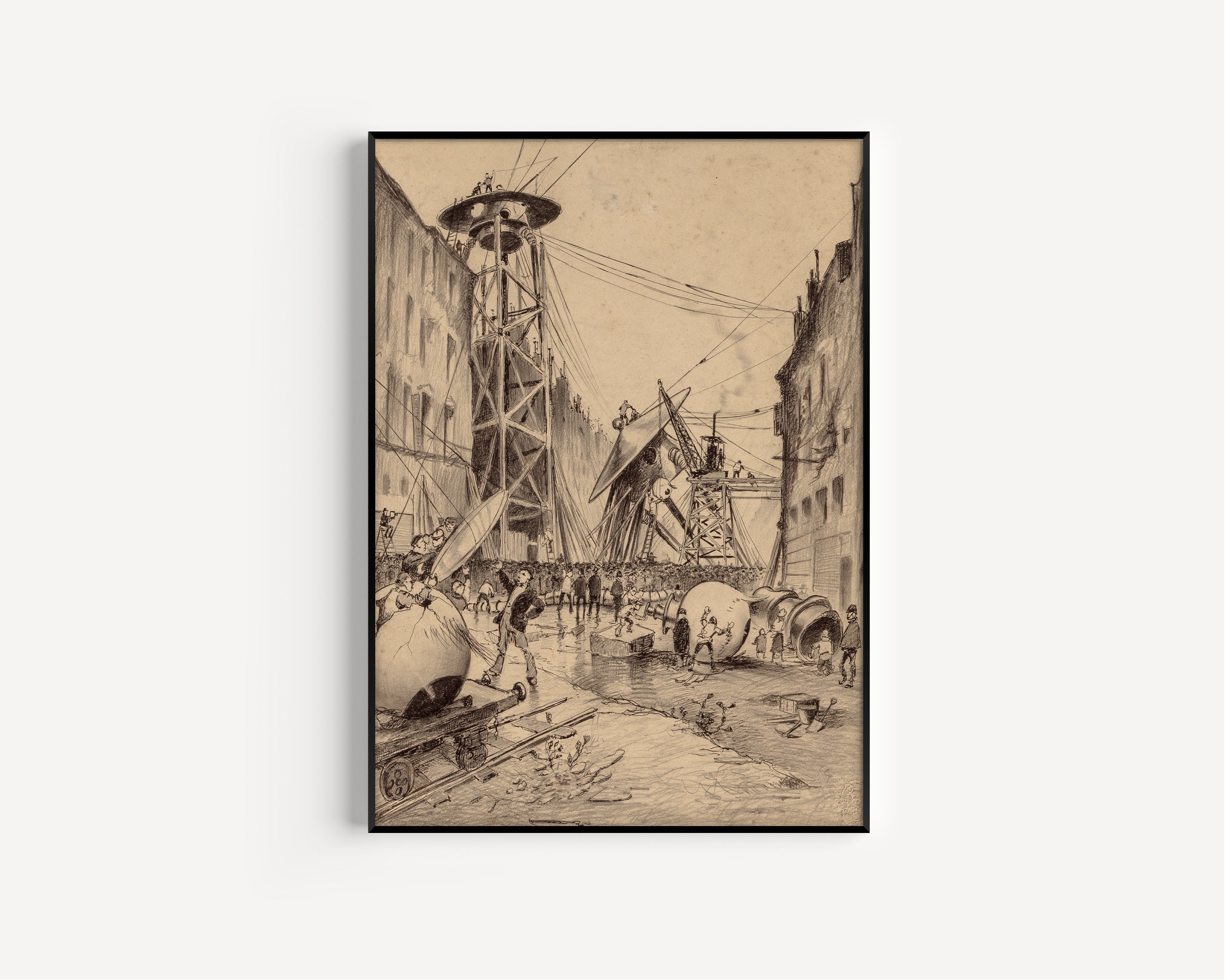 Henrique Alvim Corrêa — Humans Dissecting the Martian War Machines (1906) | Science Fiction Illustration Print