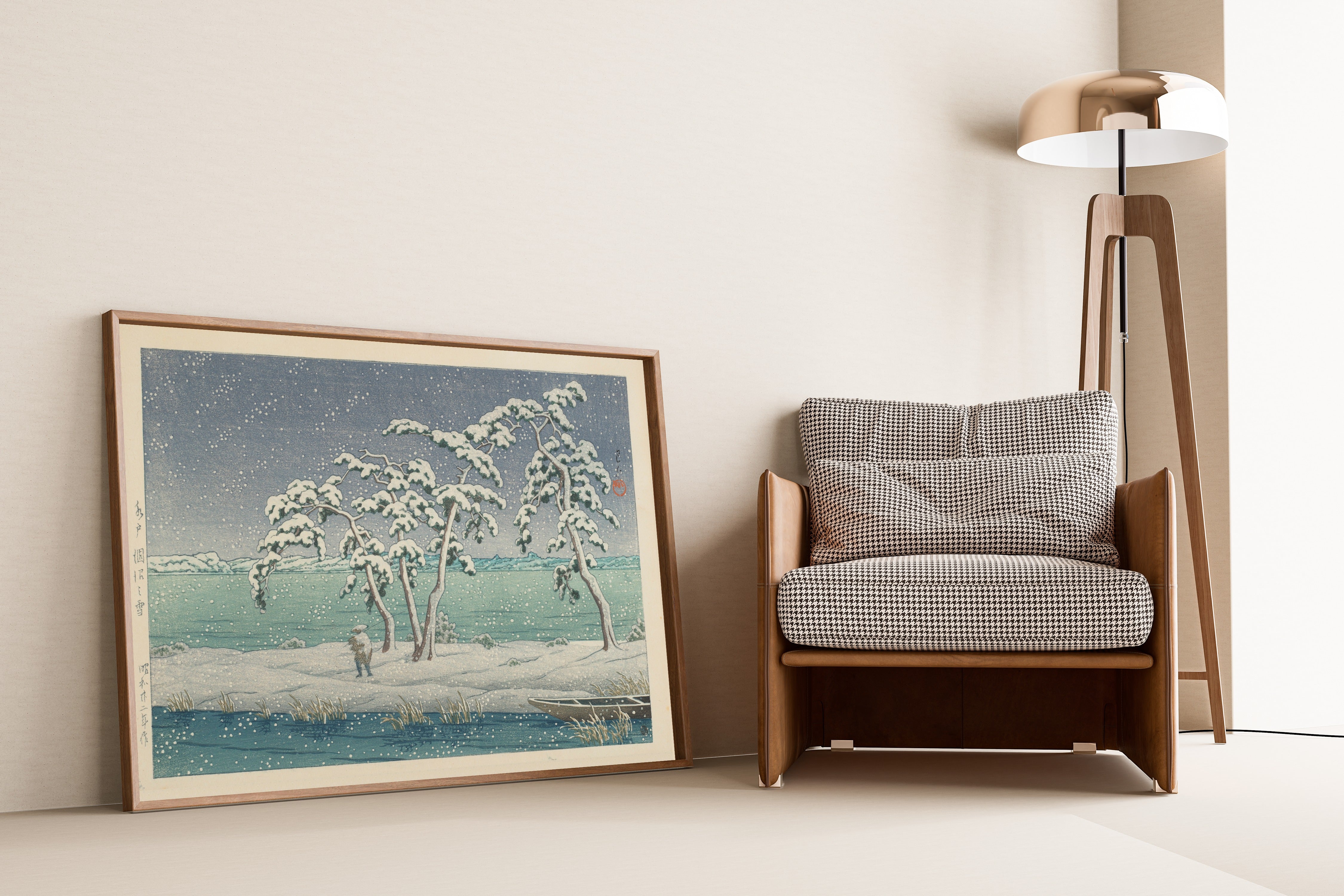 Kawase Hasui — Snow at Hinuma Marsh, Mito | Japanese Woodblock Print (Shin Hanga)