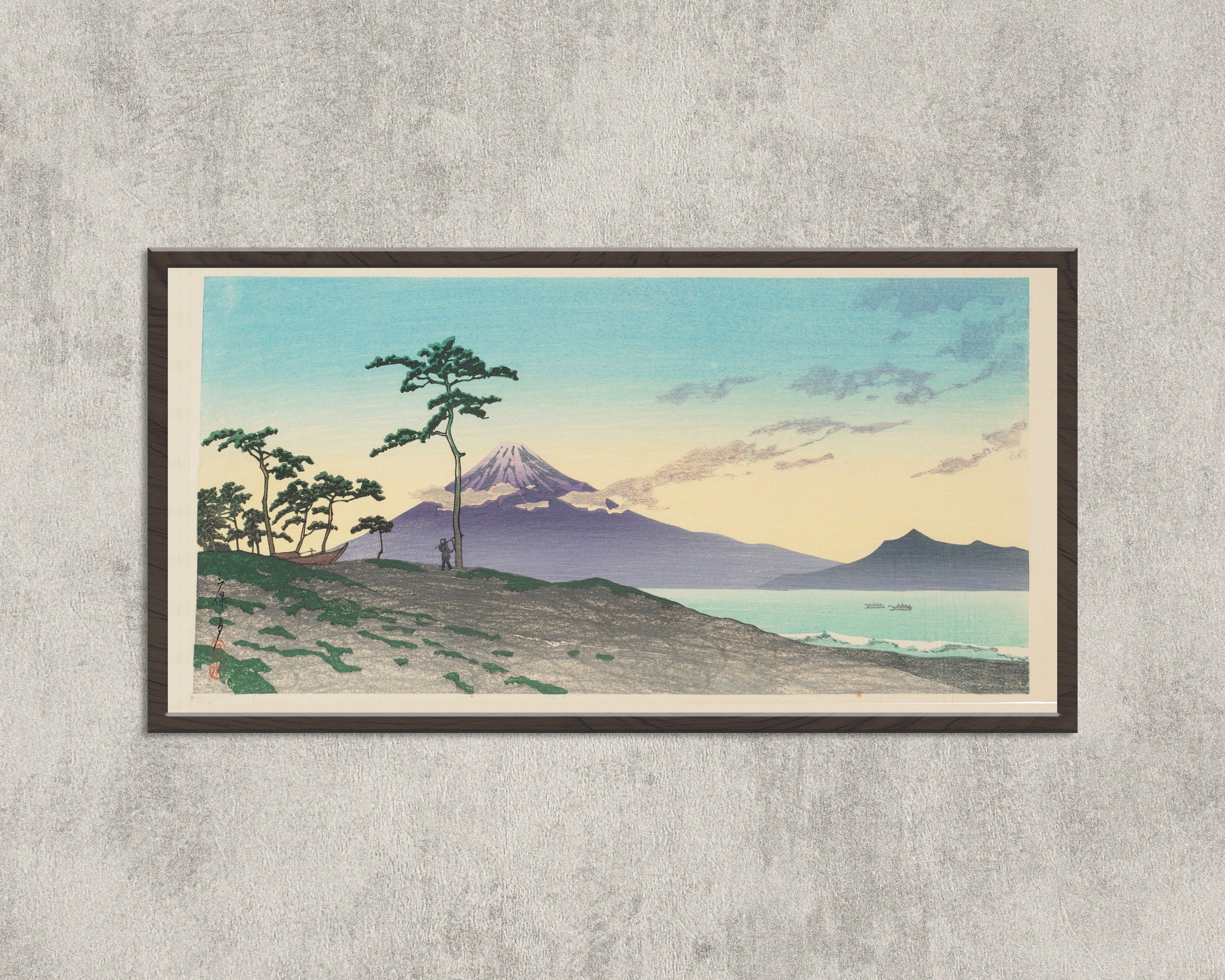 Kawase Hasui — Evening at Miho | Japanese Woodblock Print (Shin Hanga)