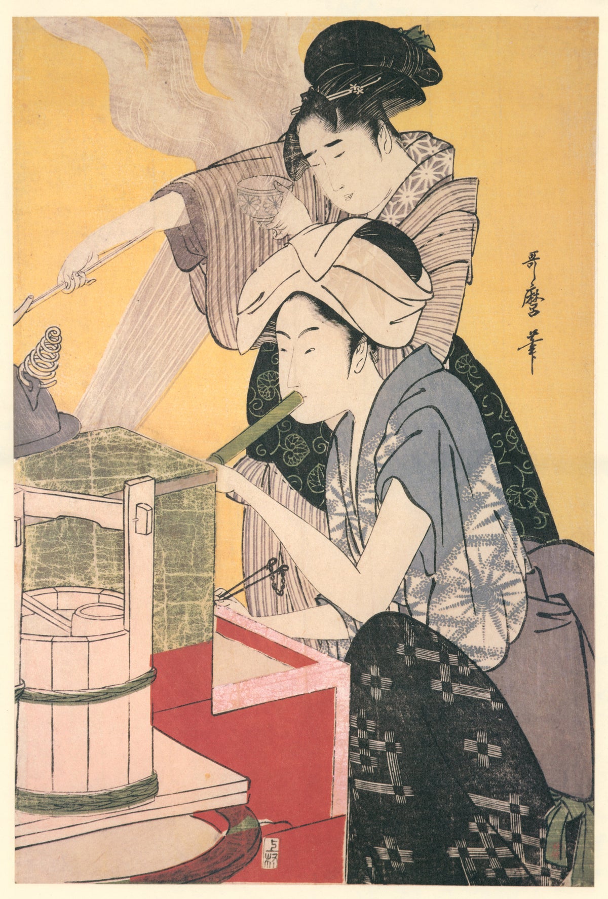 Kitagawa Utamaro — Kitchen Scene (right sheet) | Japanese Woodblock Print (Ukiyo-e)