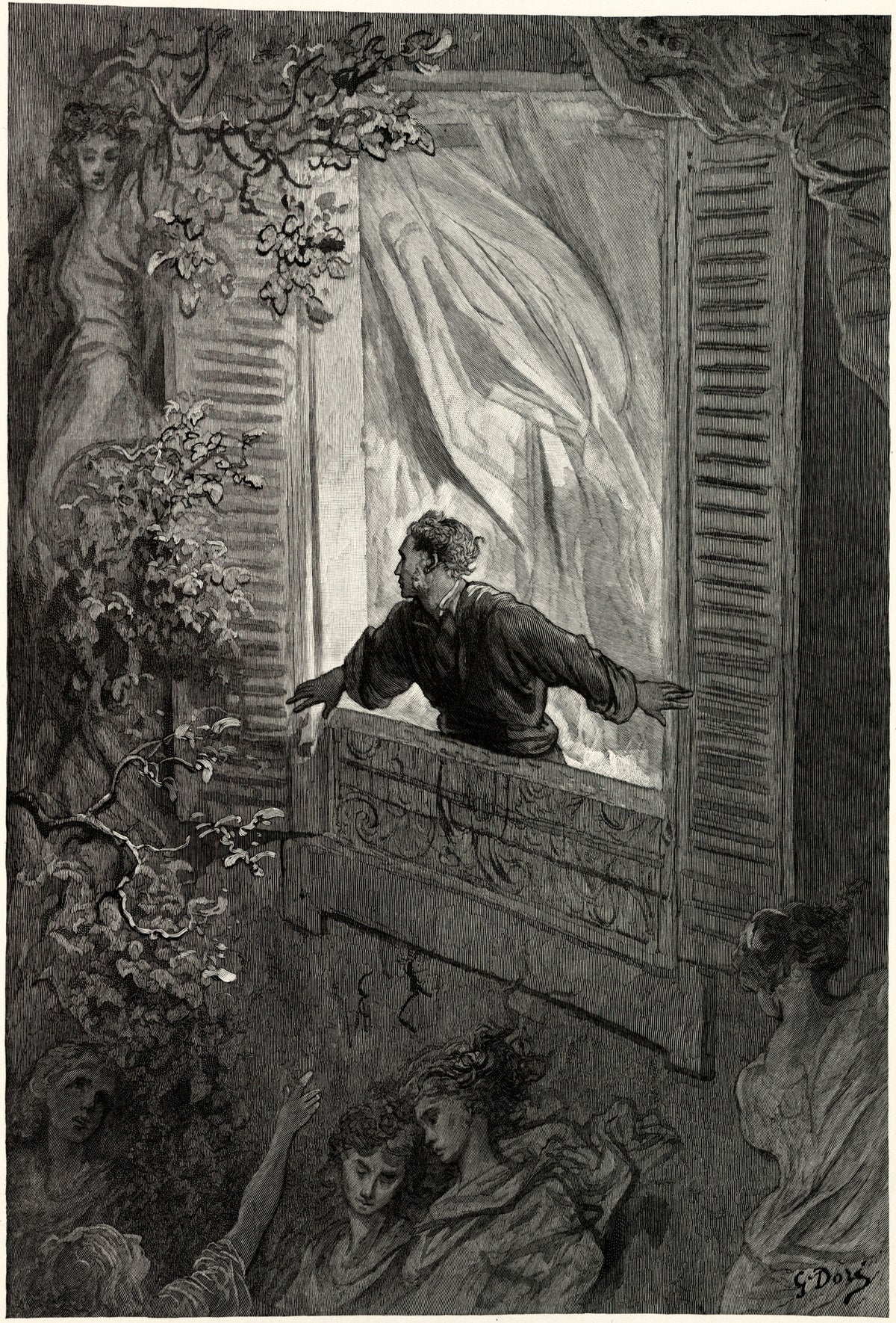 Gustave Doré — Open here I flung the shutter | Gothic Illustration Print