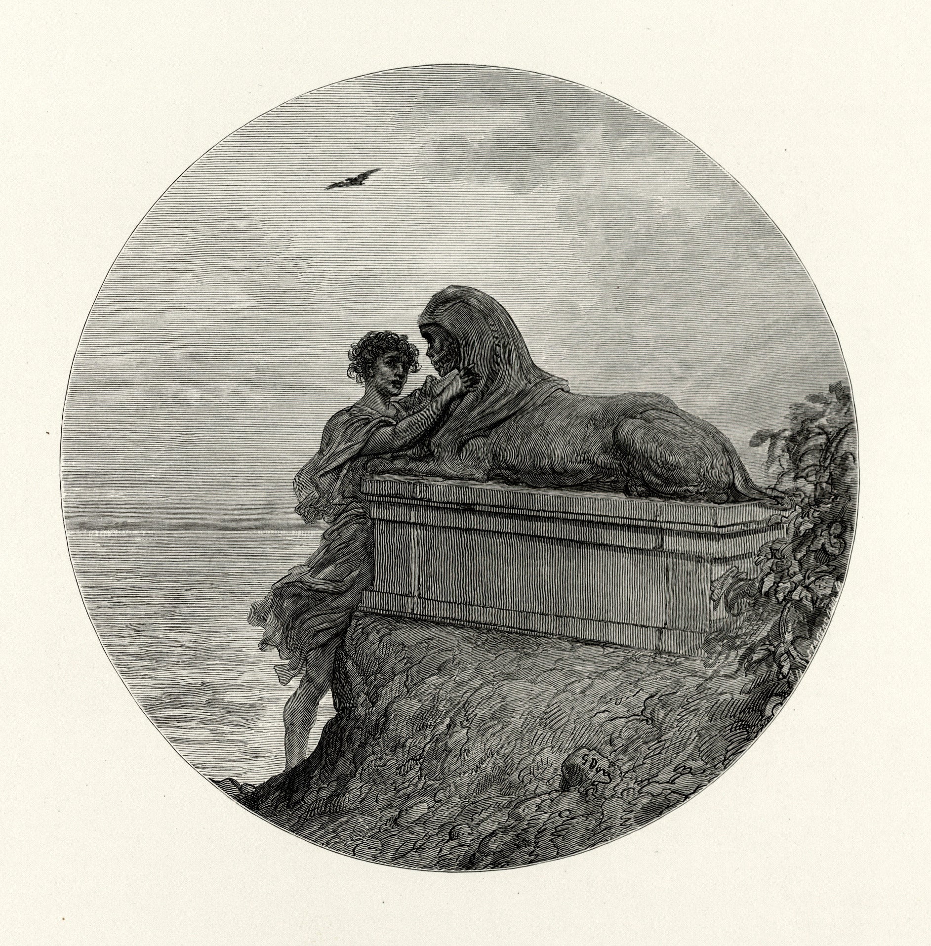 Gustave Doré — Tailpiece: the Sphinx | Gothic Illustration Print