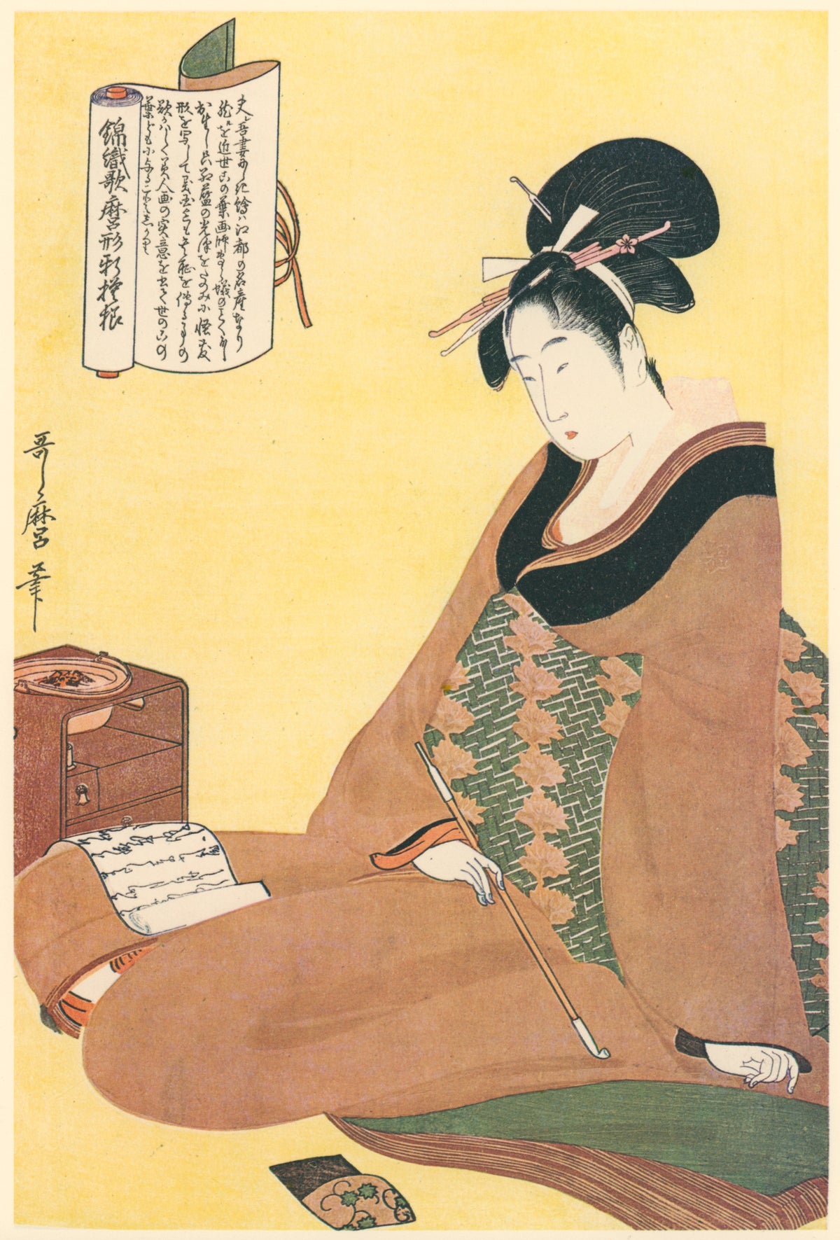 Kitagawa Utamaro — After the Utamaro Fashion – Reading a Letter | Japanese Woodblock Print (Ukiyo-e)