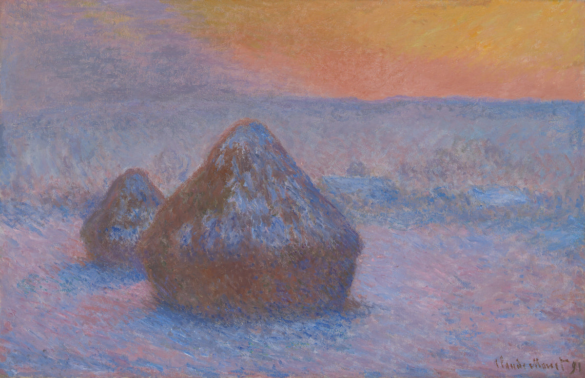 Claude Monet — Stacks of Wheat (Sunset, Snow Effect) | Fine Art Print