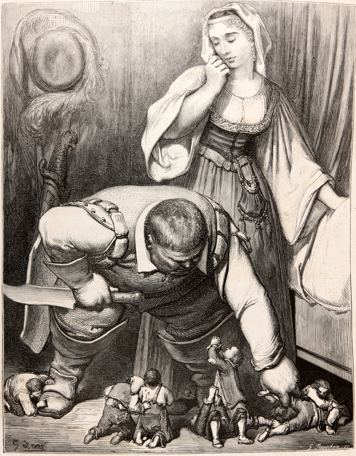 Gustave Doré — Tom Thumb: The Ogre Sharpens His Knife | Fairy Tale Illustration Print