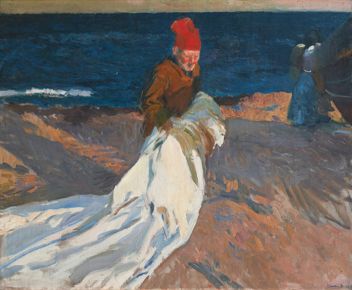 Joaquín Sorolla — Gathering the Sail, Valencia Beach | Fine Art Print