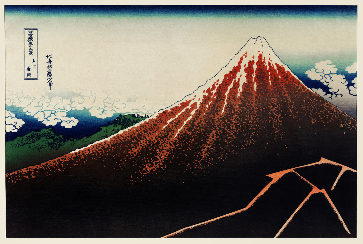 Katsushika Hokusai — Sanka Hakuu (Rainstorm Beneath the Summit) | Japanese Woodblock Print (Ukiyo-e)