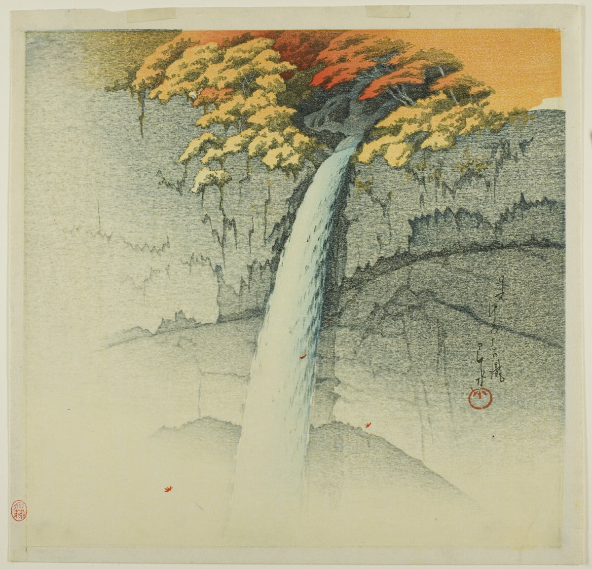 Kawase Hasui — Kegon Falls, Nikko | Japanese Woodblock Print (Shin Hanga)