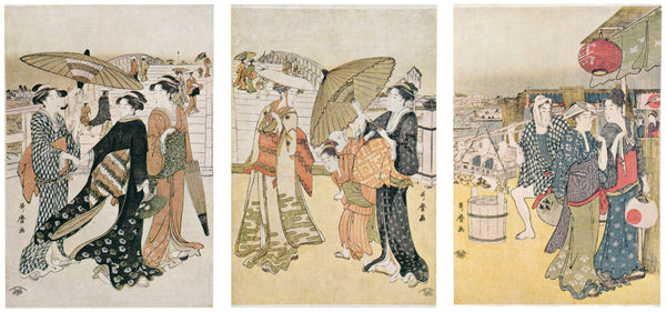 Kitagawa Utamaro — At the Foot of Ryogoku Bridge | Japanese Woodblock Print (Ukiyo-e)