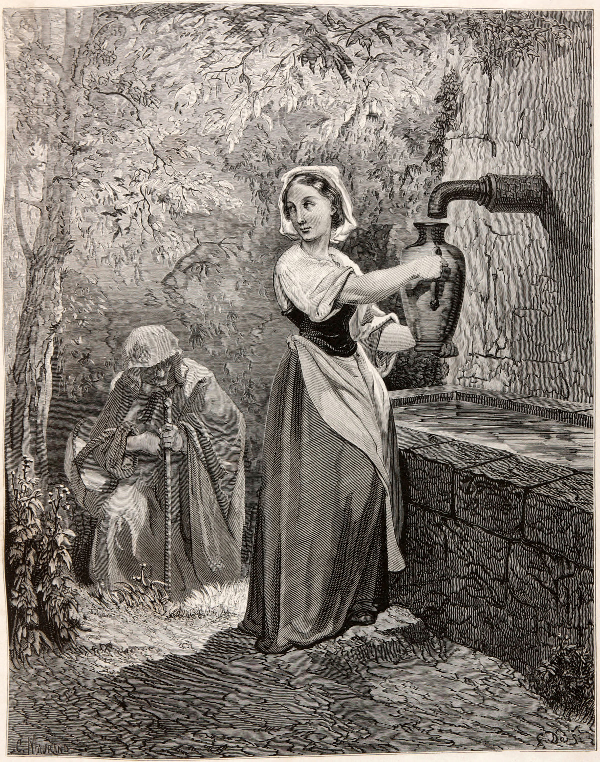 Gustave Doré — The Fairies: The Girl at the Fountain | Fairy Tale Illustration Print