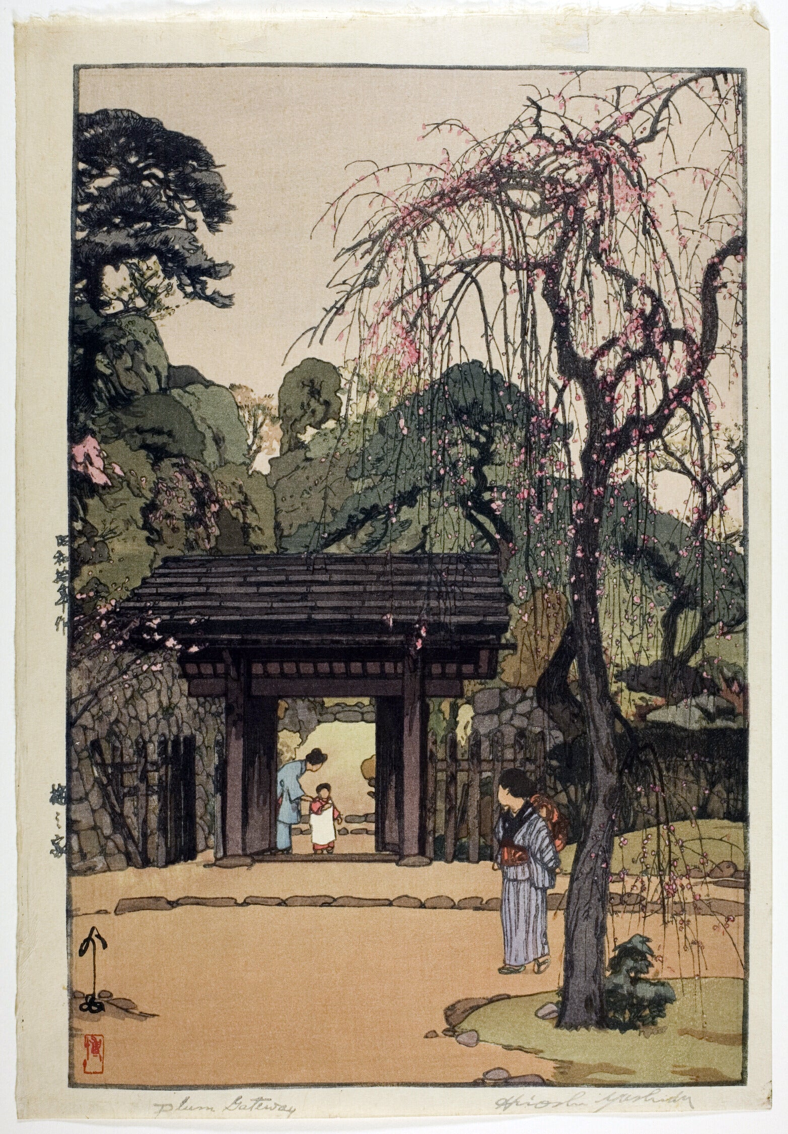 Hiroshi Yoshida — Plum Gateway | Japanese Woodblock Print (Shin Hanga)