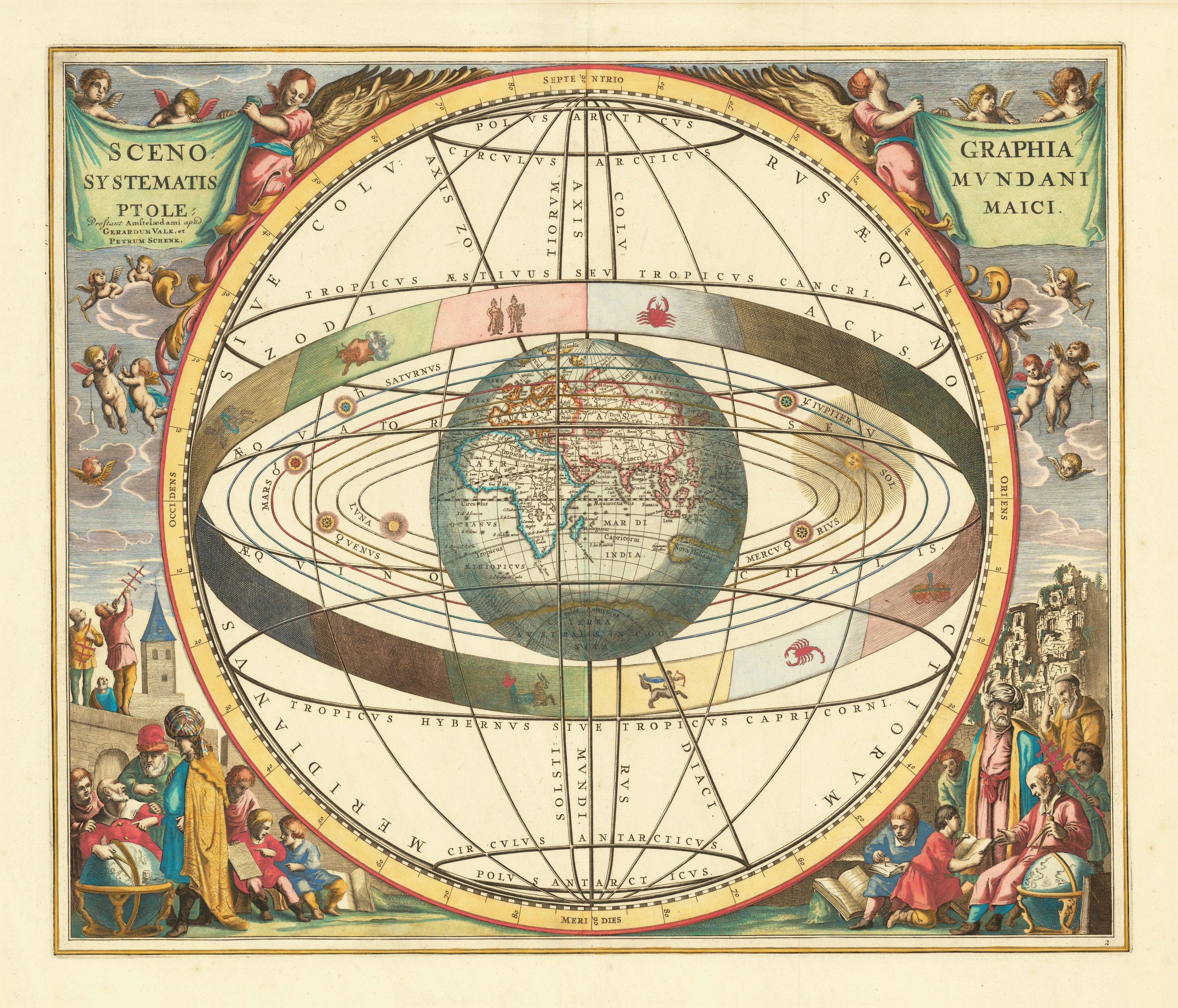 Andreas Cellarius — A Scenographic View of the Ptolemaic World System (Plate 2, Cream Colouring) | Celestial Map Print