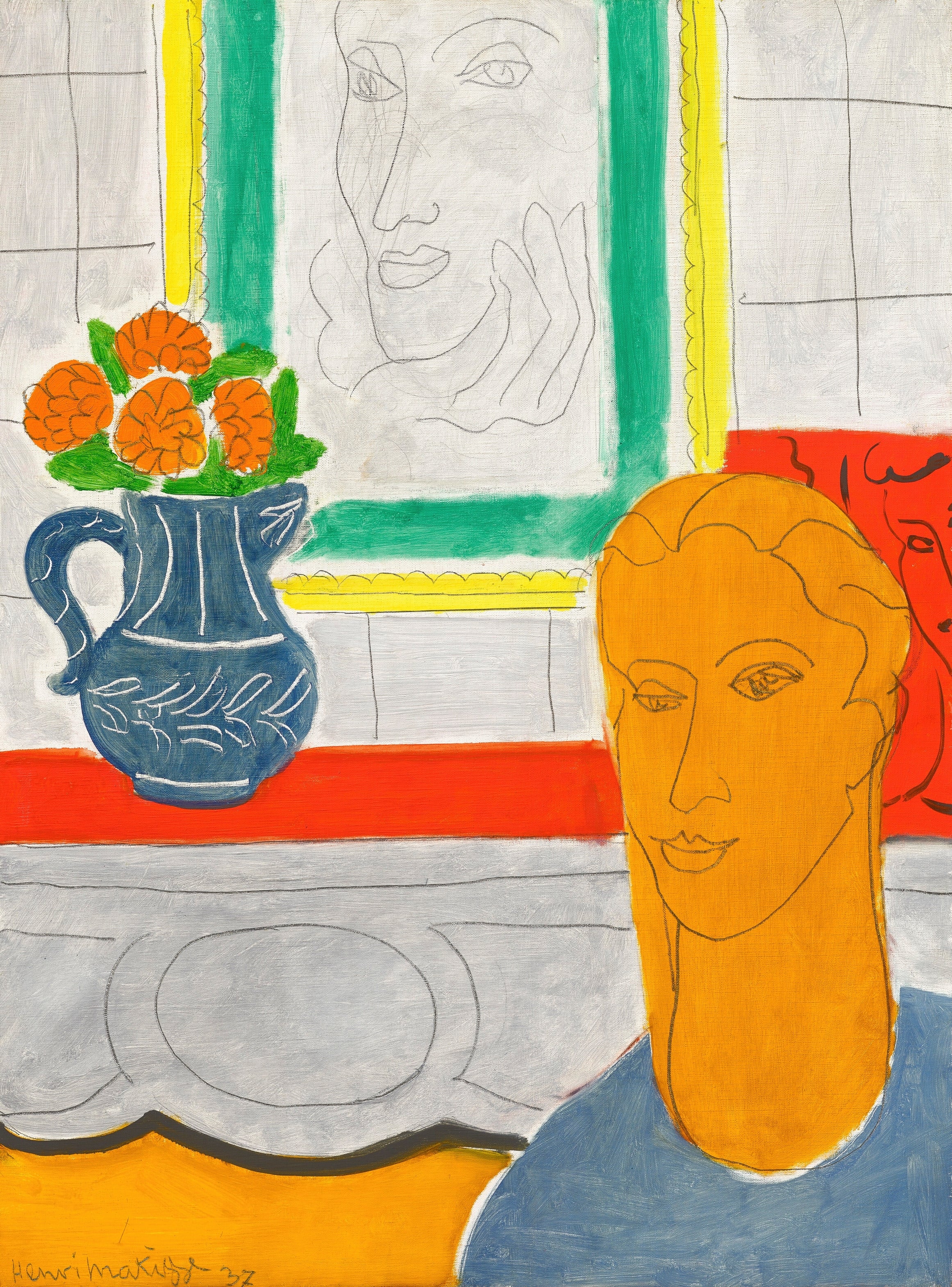 Henri Matisse — Figure and Bouquet (Ochre Head) | Fine Art Print