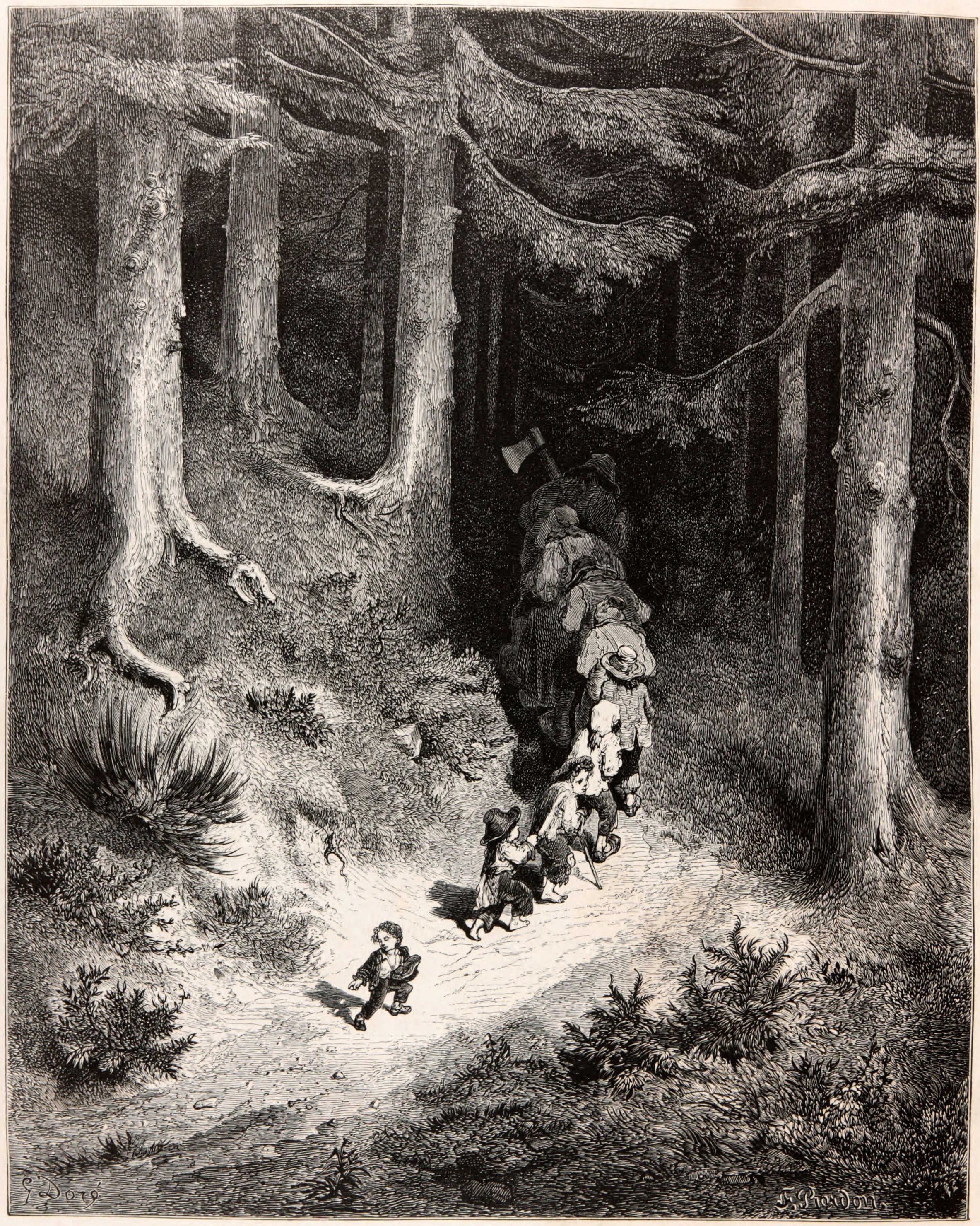 Gustave Doré — Tom Thumb: Leading His Brothers Through the Forest | Fairy Tale Illustration Print