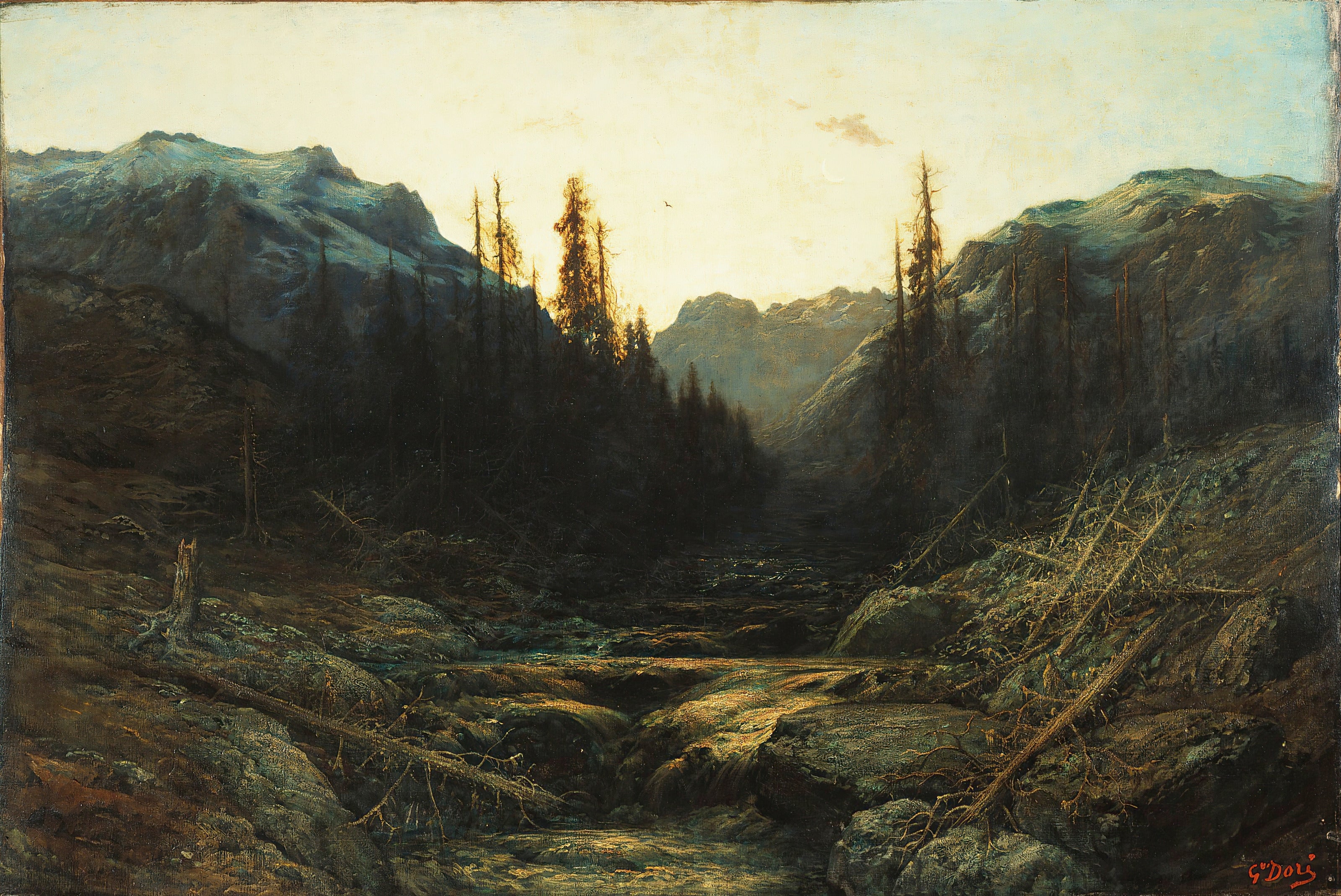 Gustave Doré — Stream in Mountains at Dusk | Fine Art Print
