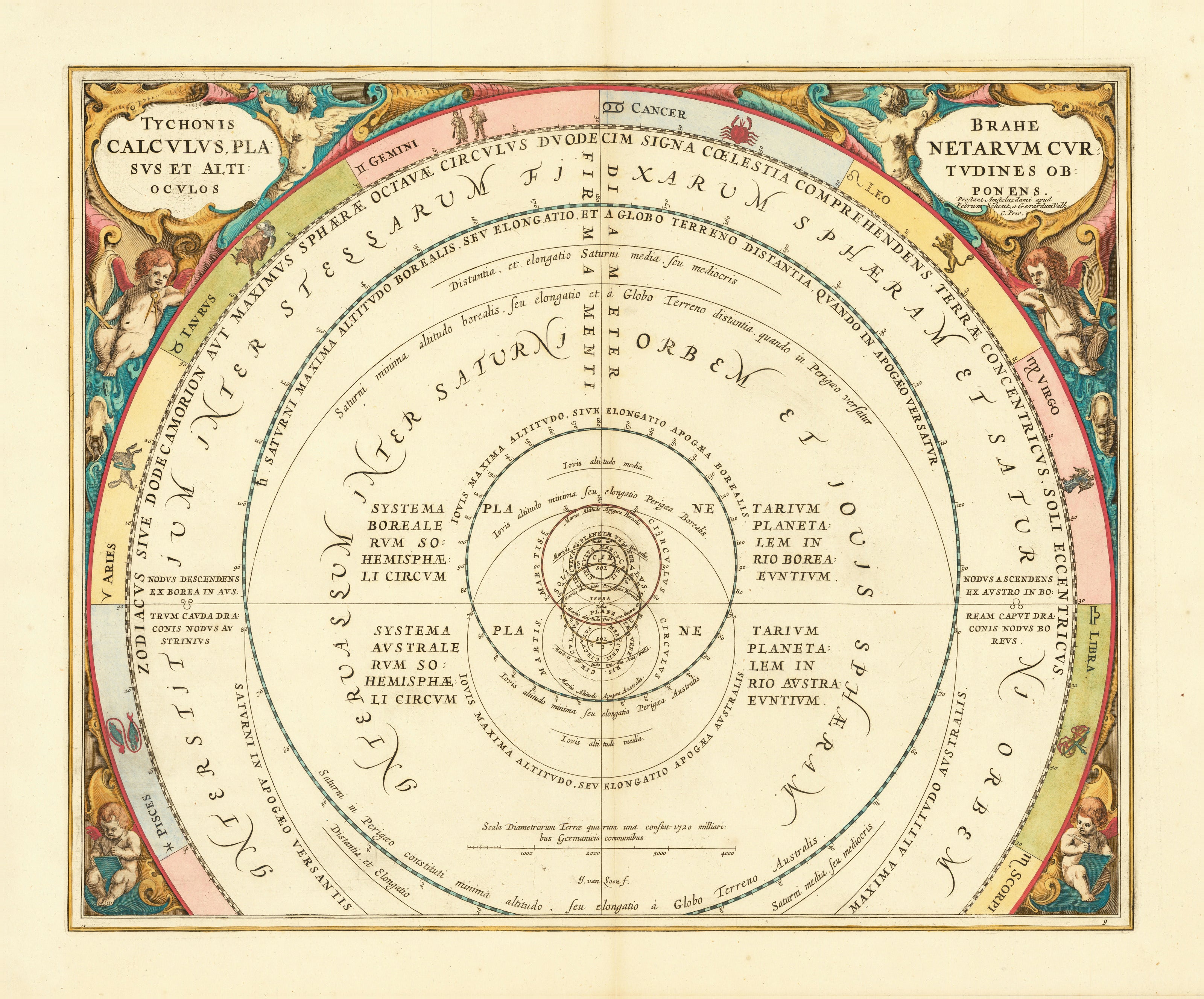 Andreas Cellarius — Tycho Brahe's Calculation of the Planetary Courses (Plate 9) | Celestial Map Print