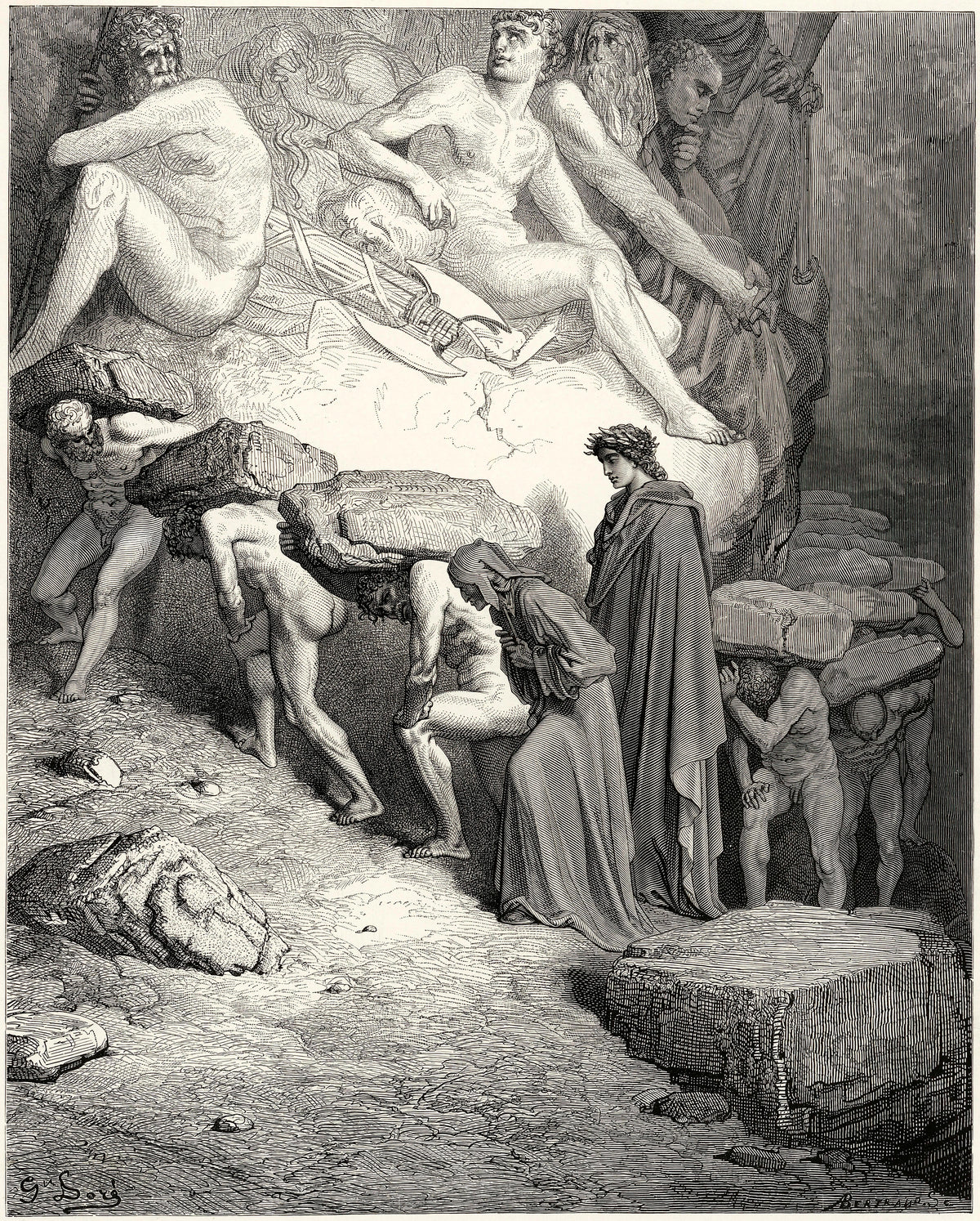 Gustave Doré — Purgatorio, Canto XII: Oxen in the Yoke | Dante Illustration Print