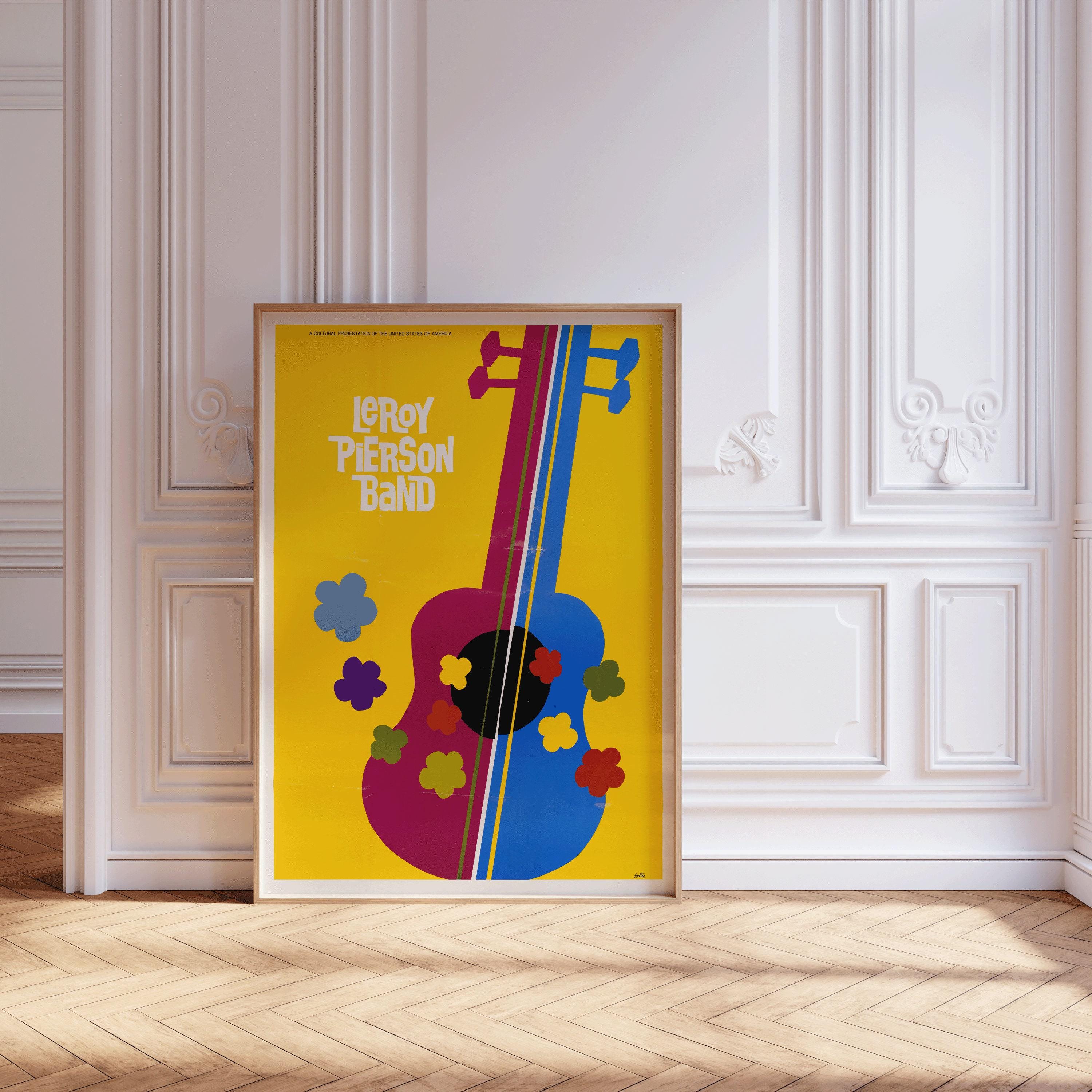 Colorful Vintage Jazz Poster - Leroy Pierson (USIA/Music) | Available handframed or unframed - 9ArtPrints