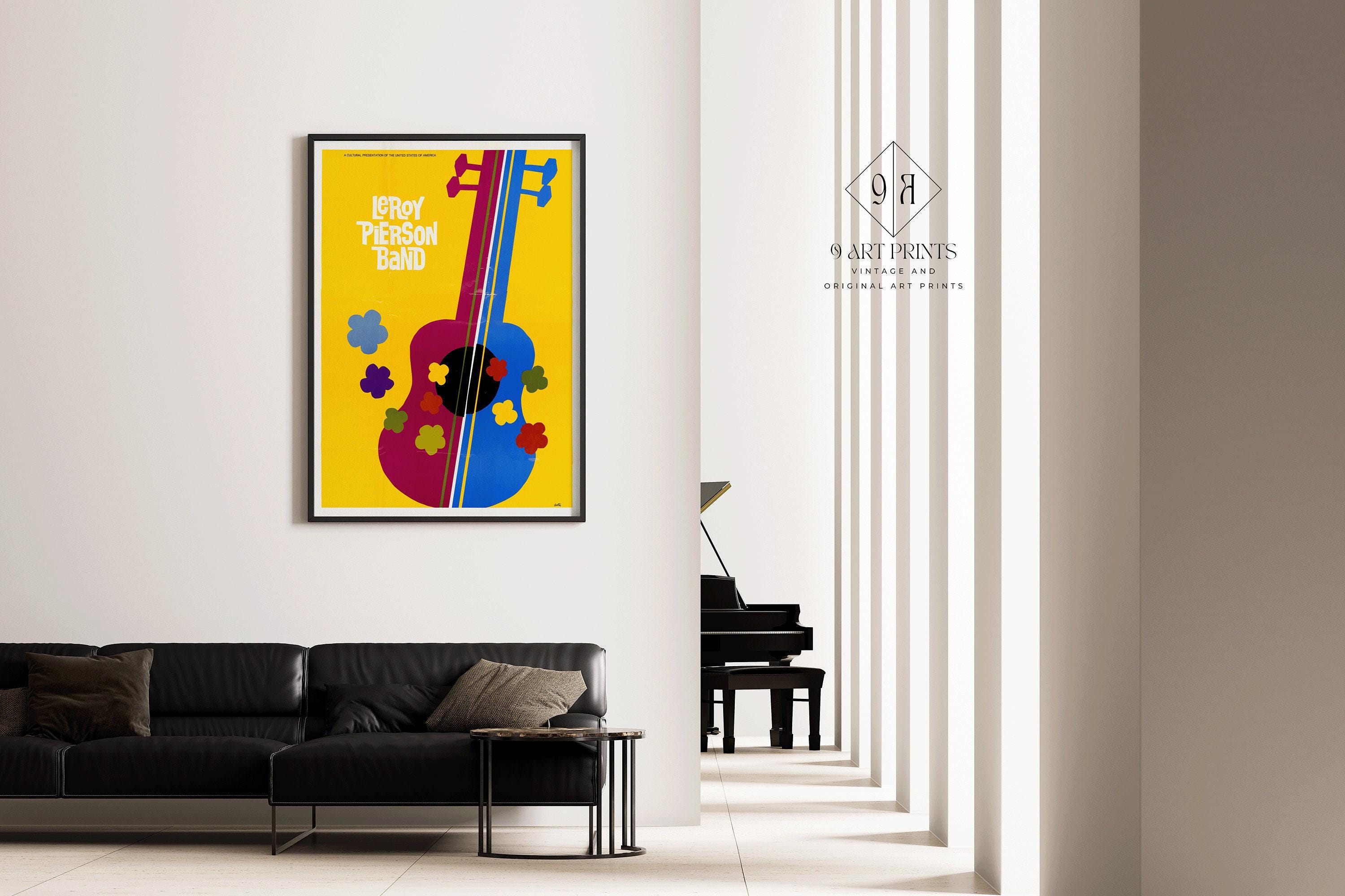 Colorful Vintage Jazz Poster - Leroy Pierson (USIA/Music) | Available handframed or unframed - 9ArtPrints