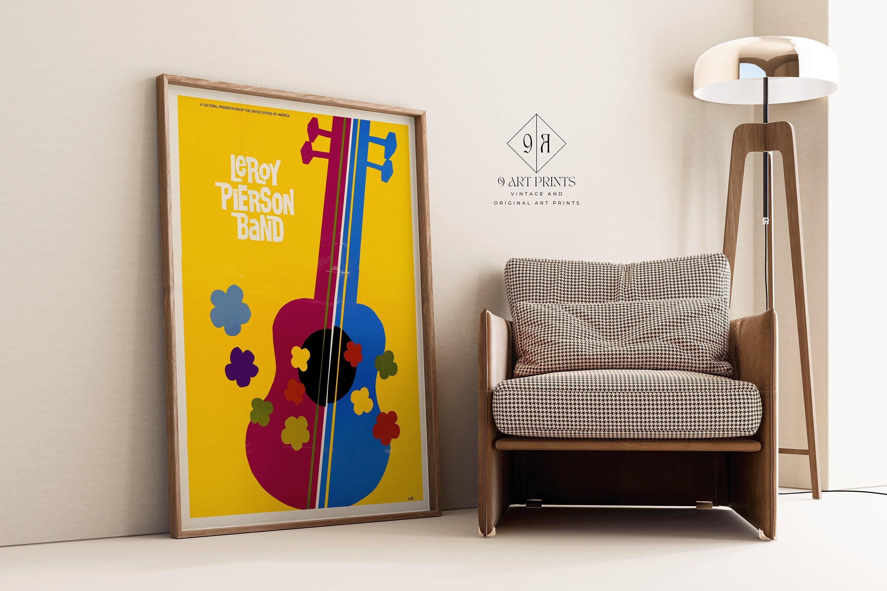 Colorful Vintage Jazz Poster - Leroy Pierson (USIA/Music) | Available handframed or unframed - 9ArtPrints