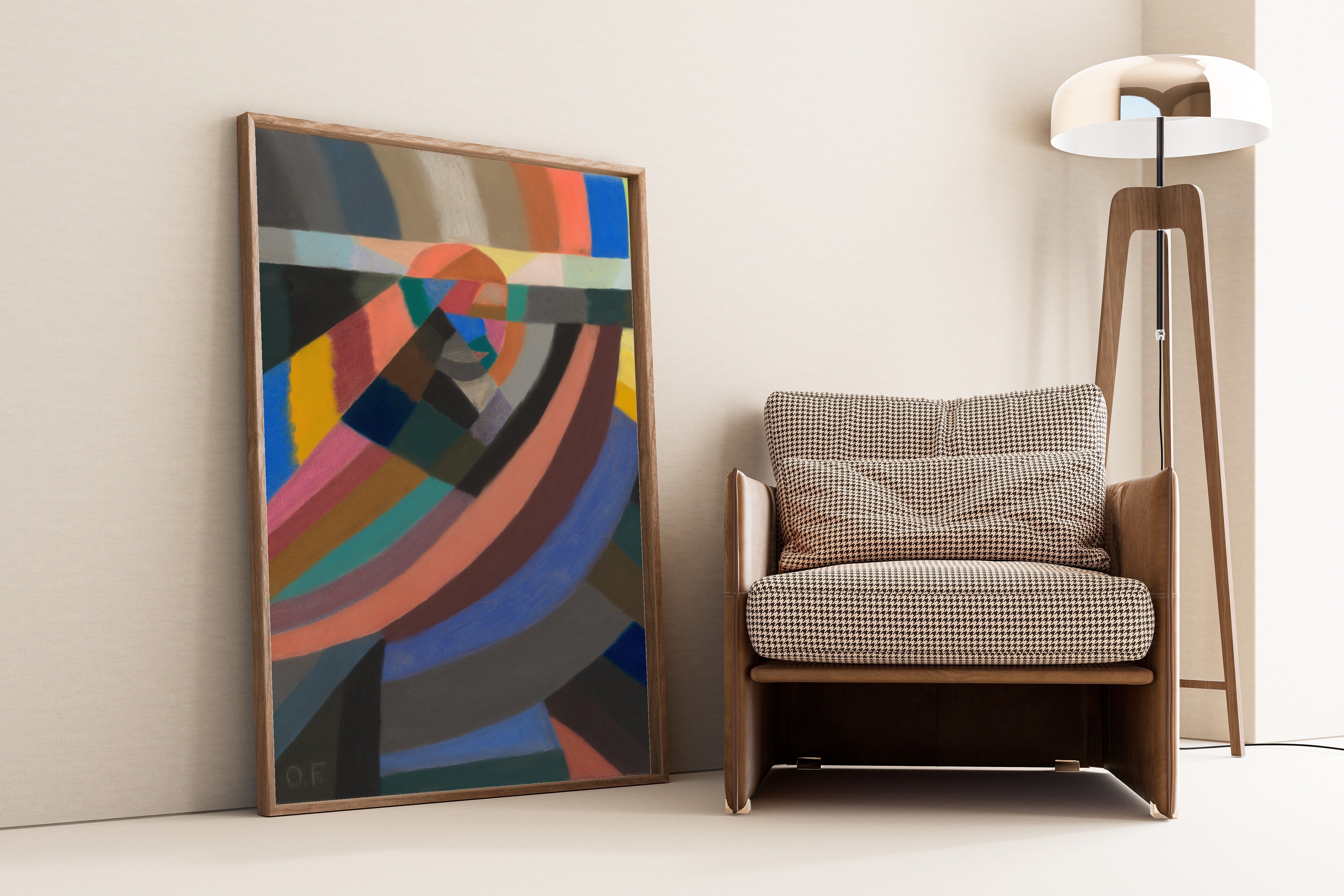 Otto Freundlich — Composition (1924) | Abstract Mosaic with Rainbow Bands Fine Art Print