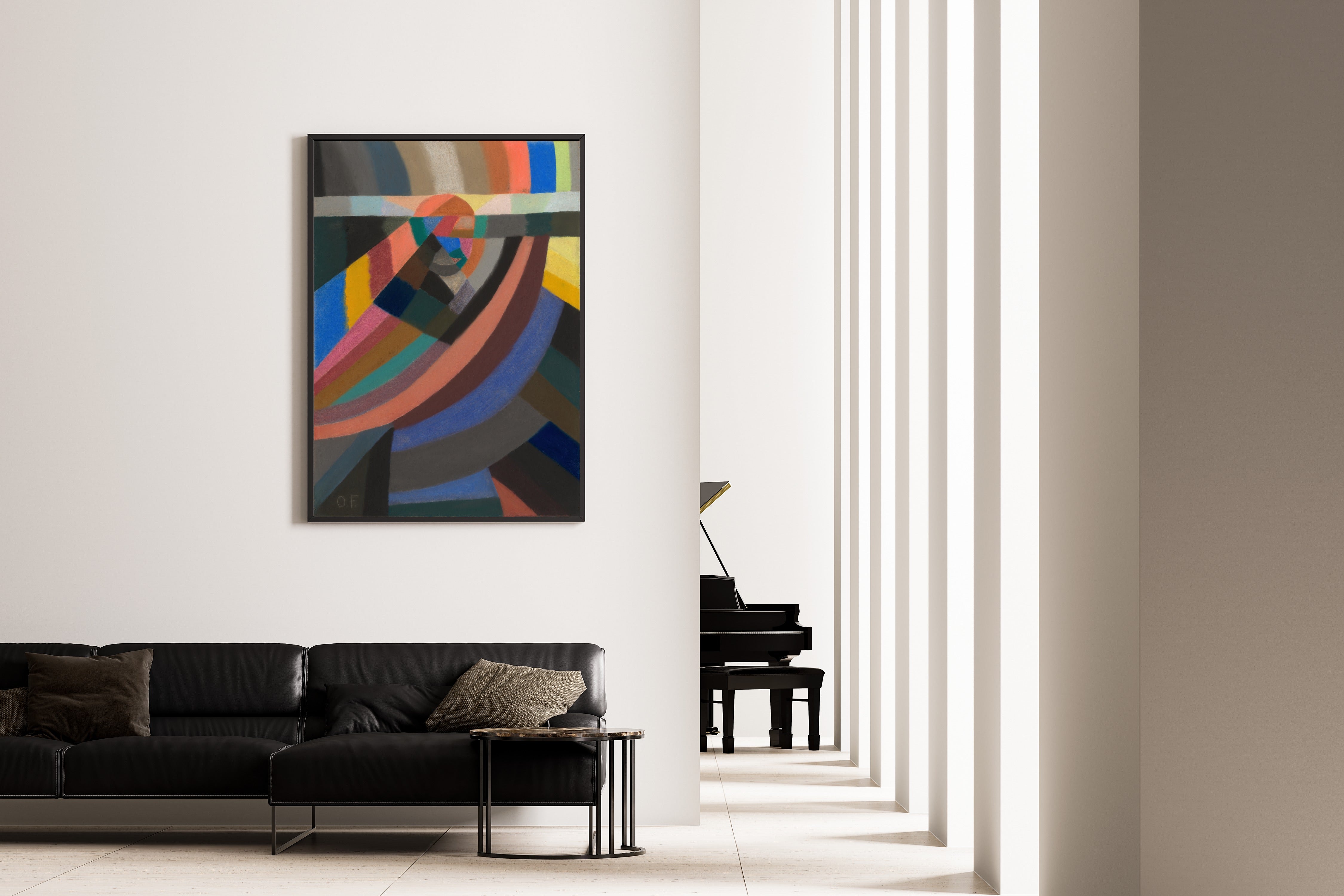 Otto Freundlich — Composition (1924) | Abstract Mosaic with Rainbow Bands Fine Art Print