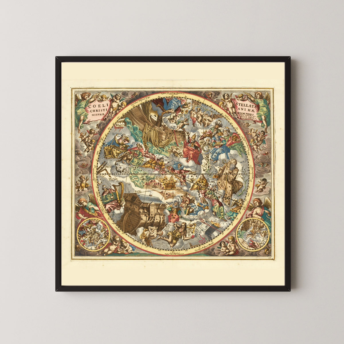 Andreas Cellarius — The Christian Starry Heaven, First Hemisphere (Plate 22) | Celestial Map Print