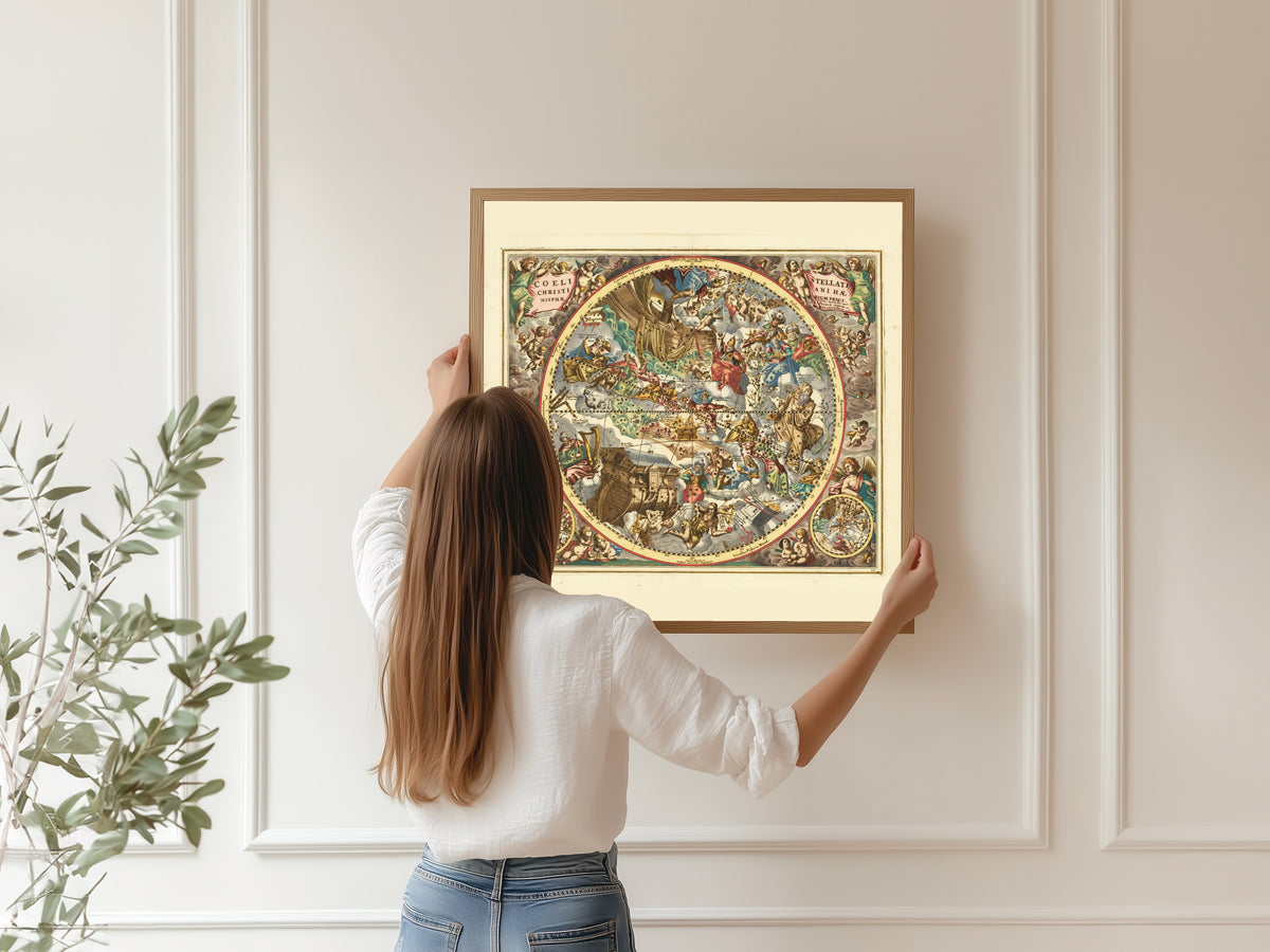 Andreas Cellarius — The Christian Starry Heaven, First Hemisphere (Plate 22) | Celestial Map Print