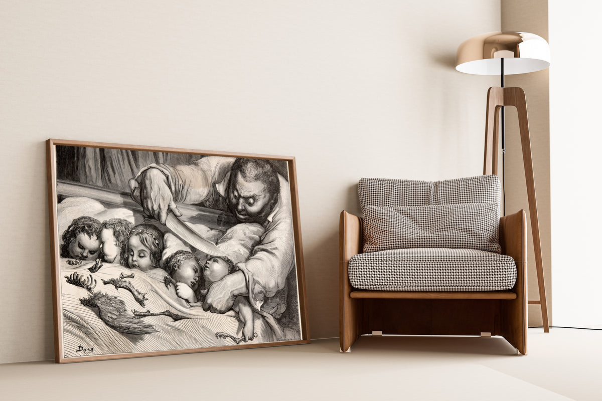 Gustave Doré — Tom Thumb: The Ogre and His Sleeping Daughters | Fairy Tale Illustration Print