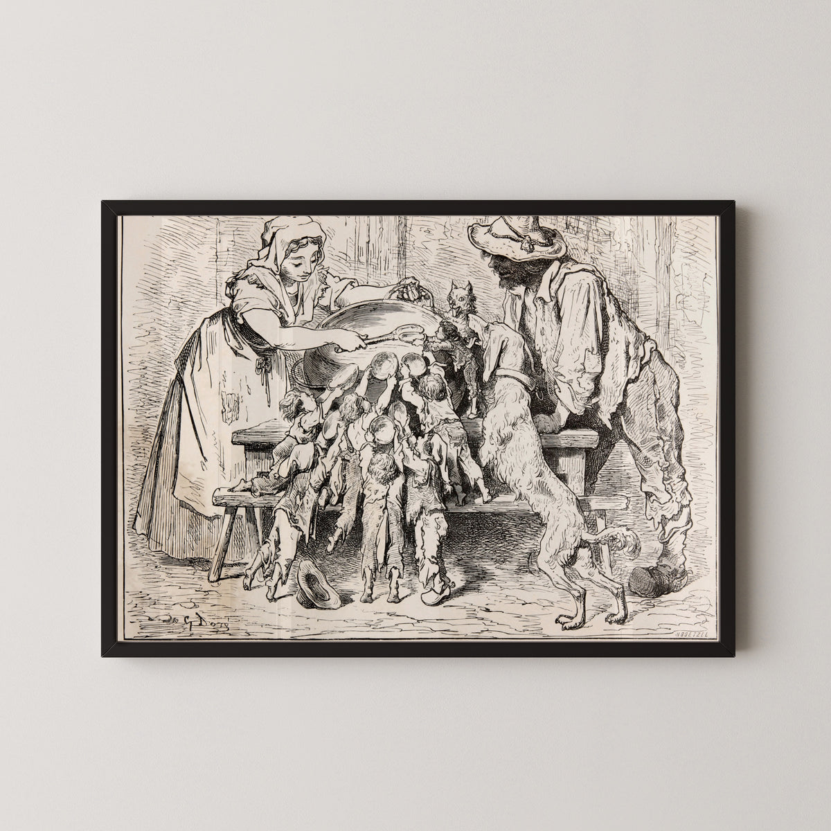 Gustave Doré — Tom Thumb: The Woodcutter's Family at Supper | Fairy Tale Illustration Print