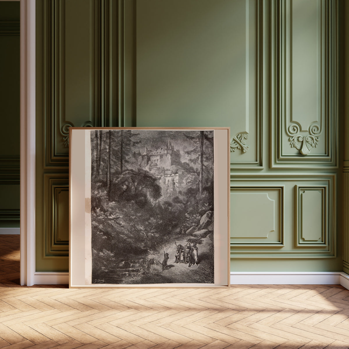 Gustave Doré — Puss in Boots: The Cat Runs Ahead to the Castle | Fairy Tale Illustration Print