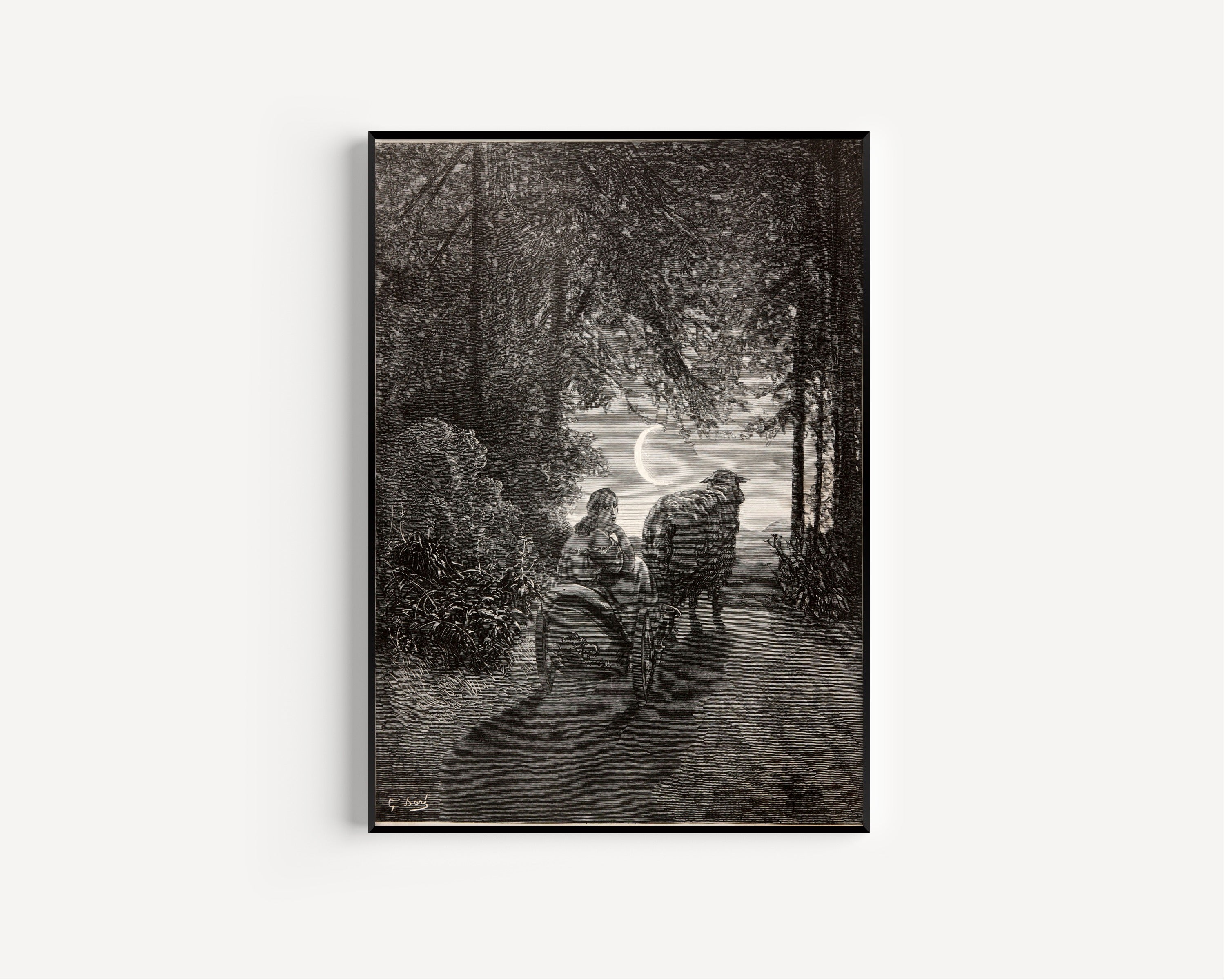 Gustave Doré — Donkey Skin: The Cart under the Crescent Moon | Fairy Tale Illustration Print