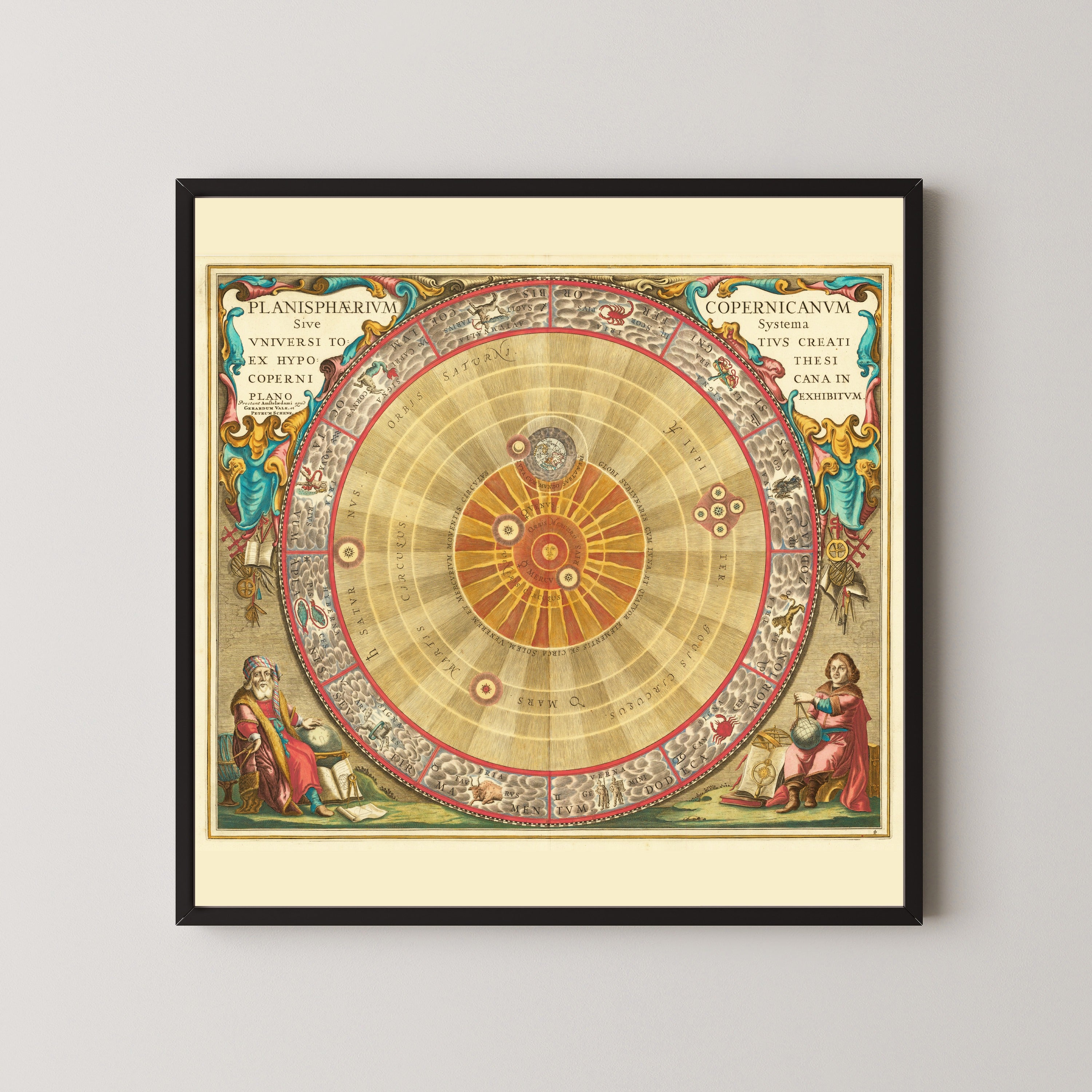 Andreas Cellarius — The Copernican Planisphere (Plate 4, Teal Colouring) | Celestial Map Print