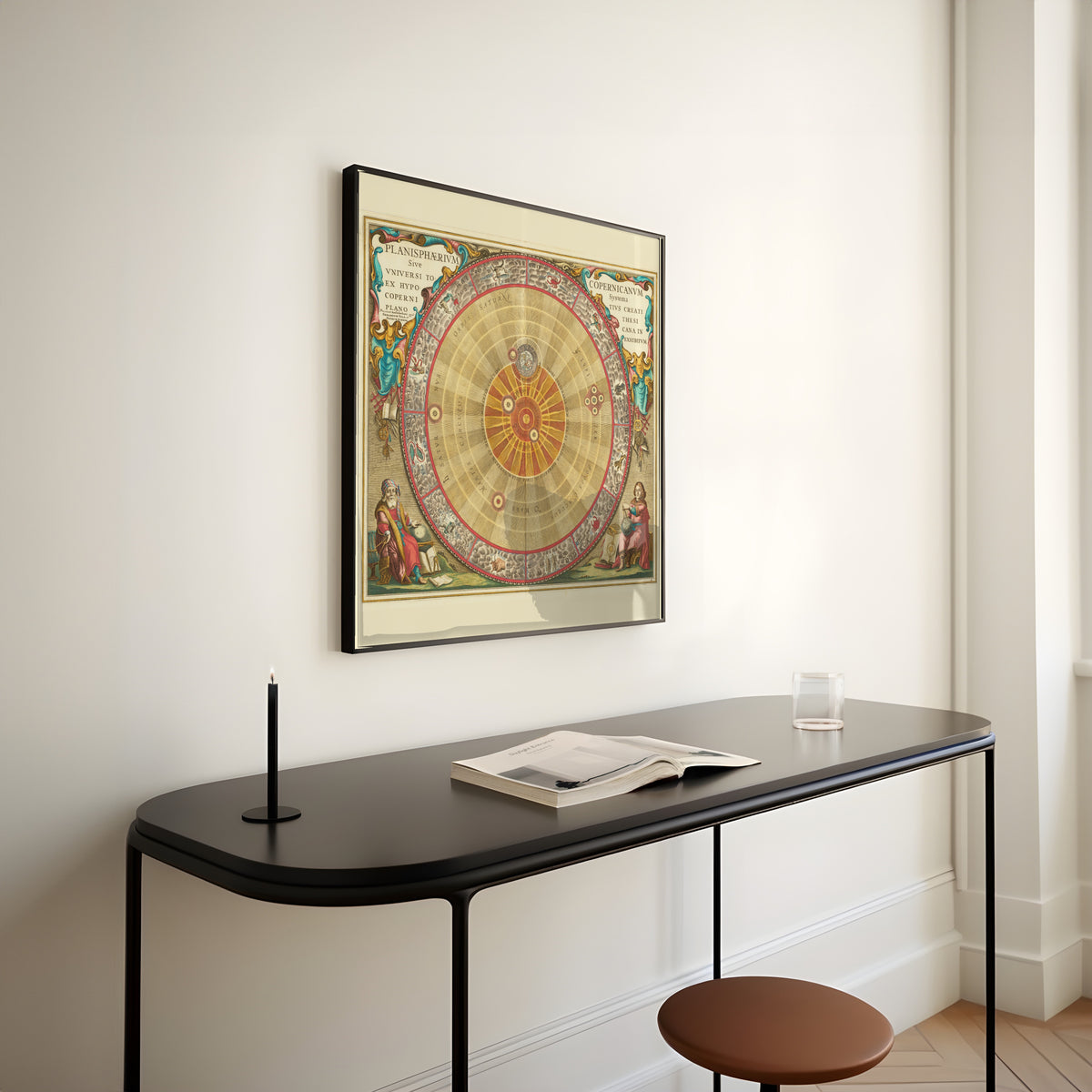 Andreas Cellarius — The Copernican Planisphere (Plate 4, Teal Colouring) | Celestial Map Print