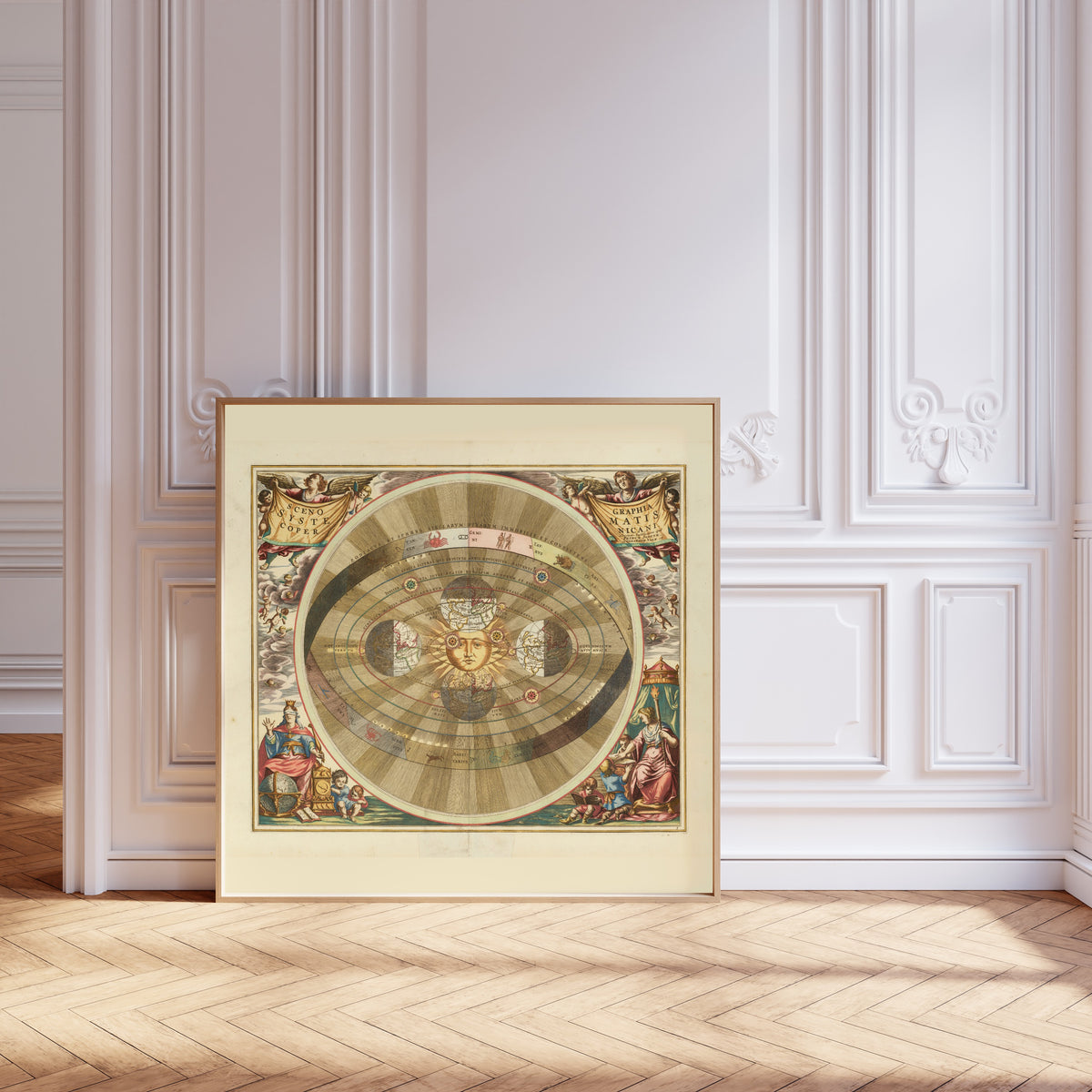 Andreas Cellarius — A Scenographic View of the Copernican System (Plate 5, Gold Colouring) | Celestial Map Print