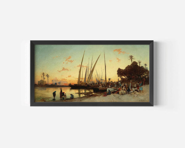 Salomon Corrodi — Feluccas on the Nile | Orientalist Panoramic Print